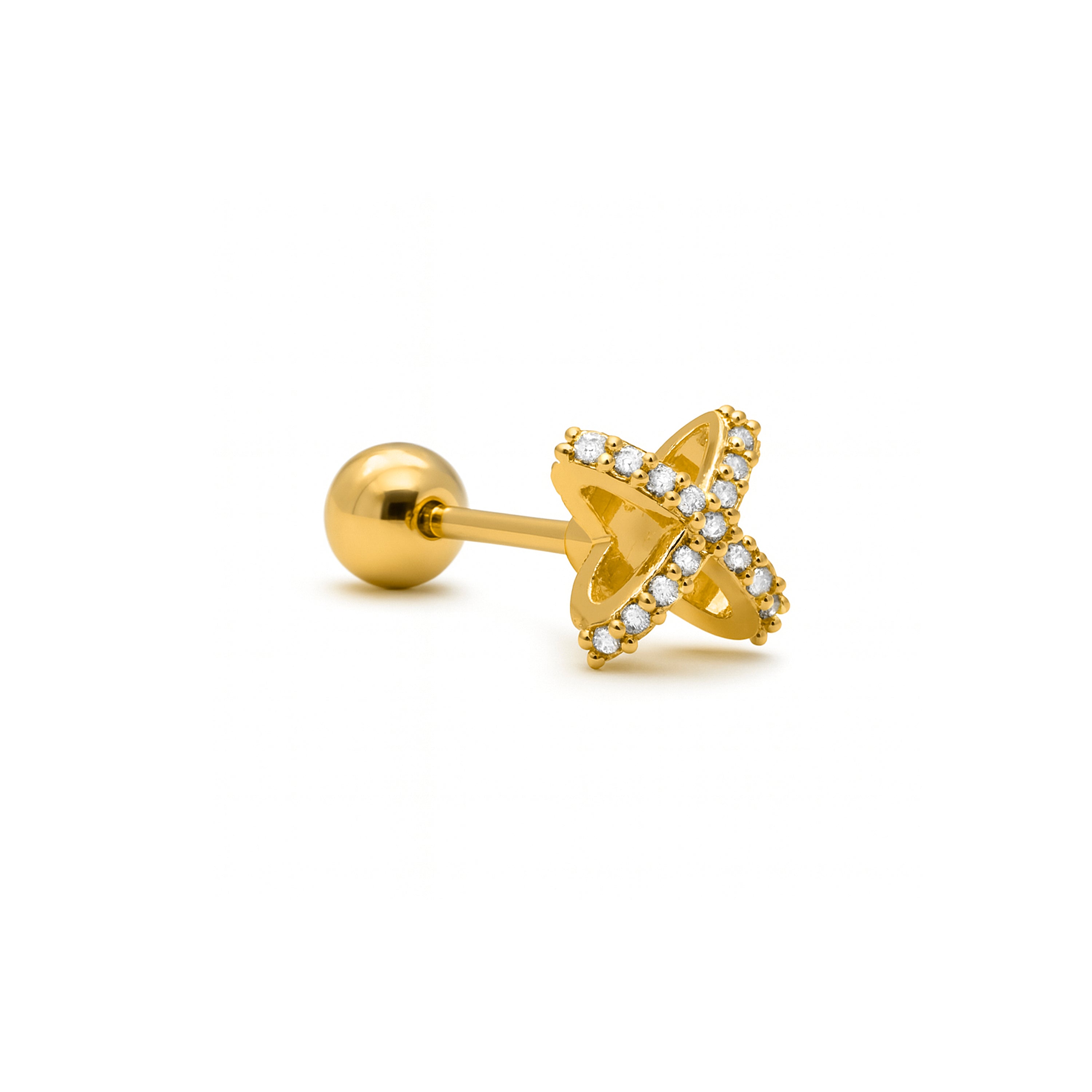 Piercing mit funkelndem Zirkonia, 18k Gelbgold-Finish - Marza