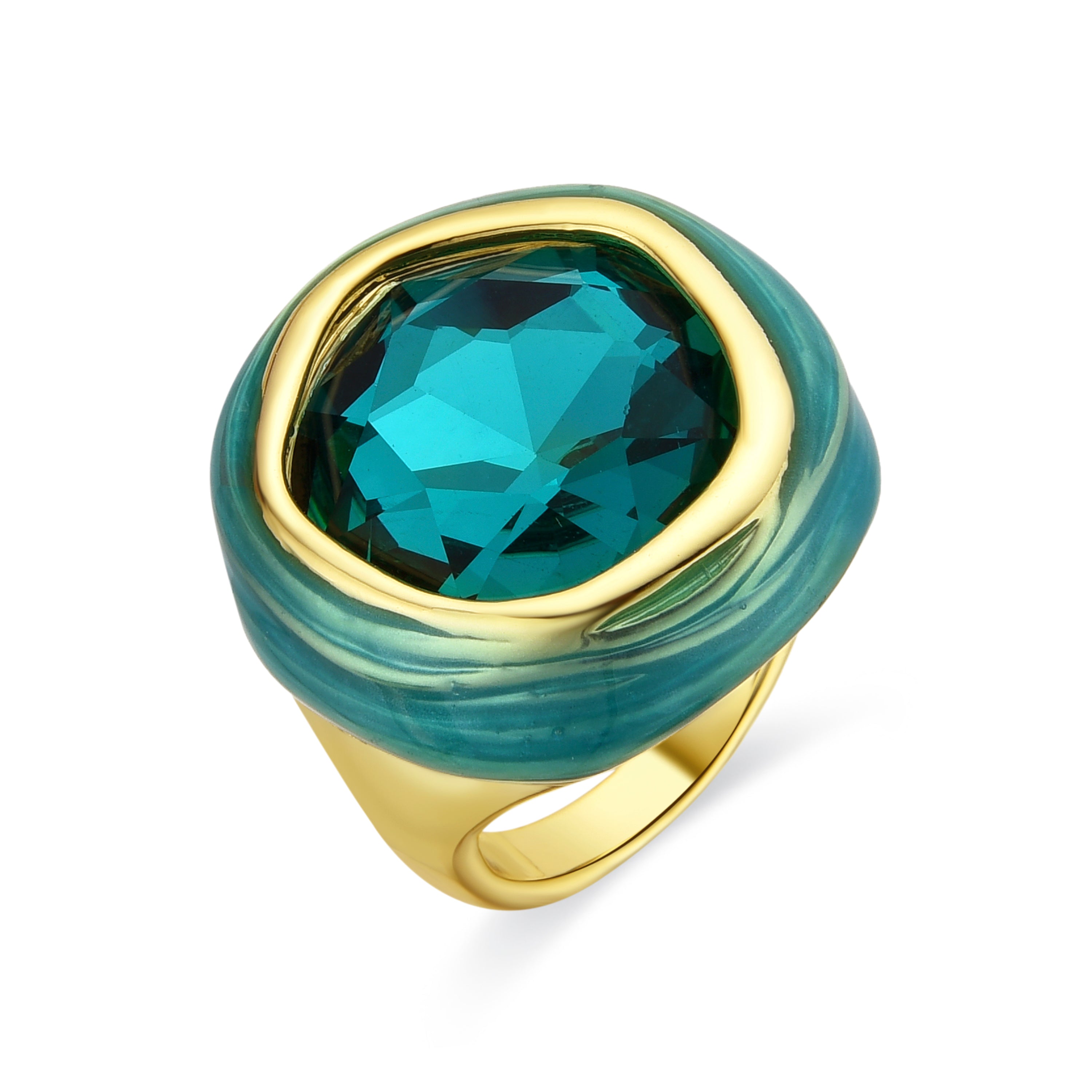 Ring aus 18k Gelbgold mit grünem Paraiba-Hydrothermalquarz - Mantis