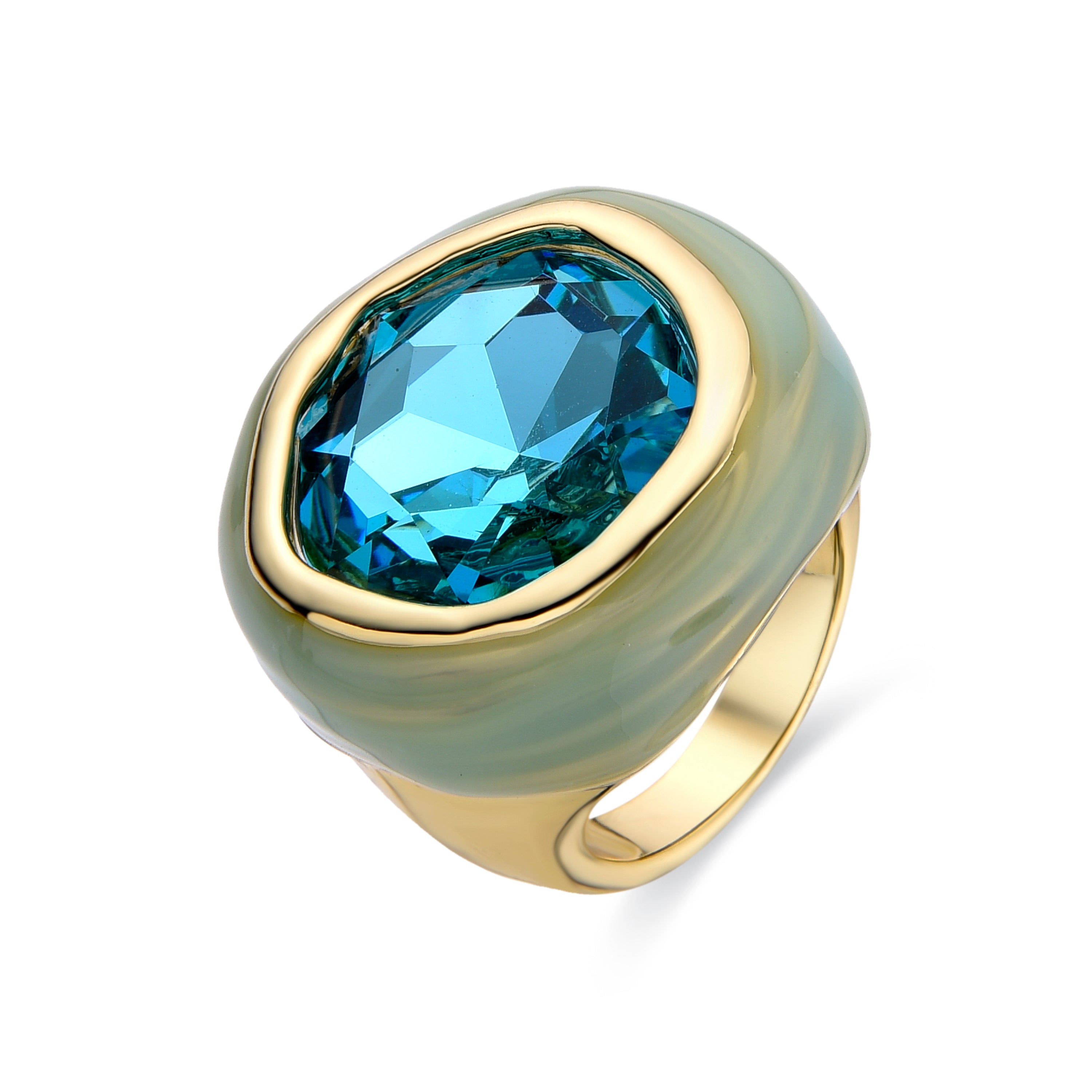 Anillo de Cristal Verde acabado en oro amarillo 18K - Mantis