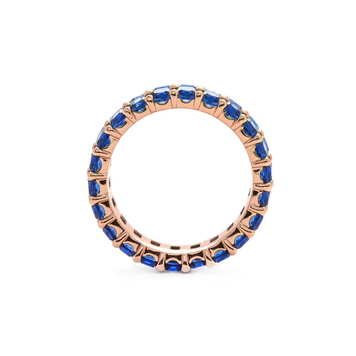 Anello con zircone zaffiro finitura in oro giallo 18k - Tomi