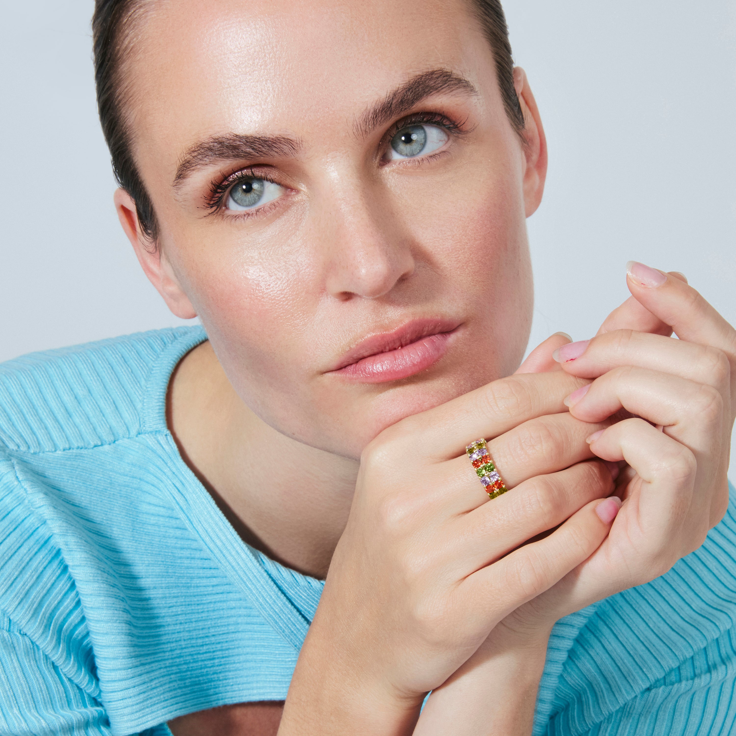Bague en zircon multicolore finition or jaune 18k - Tomi