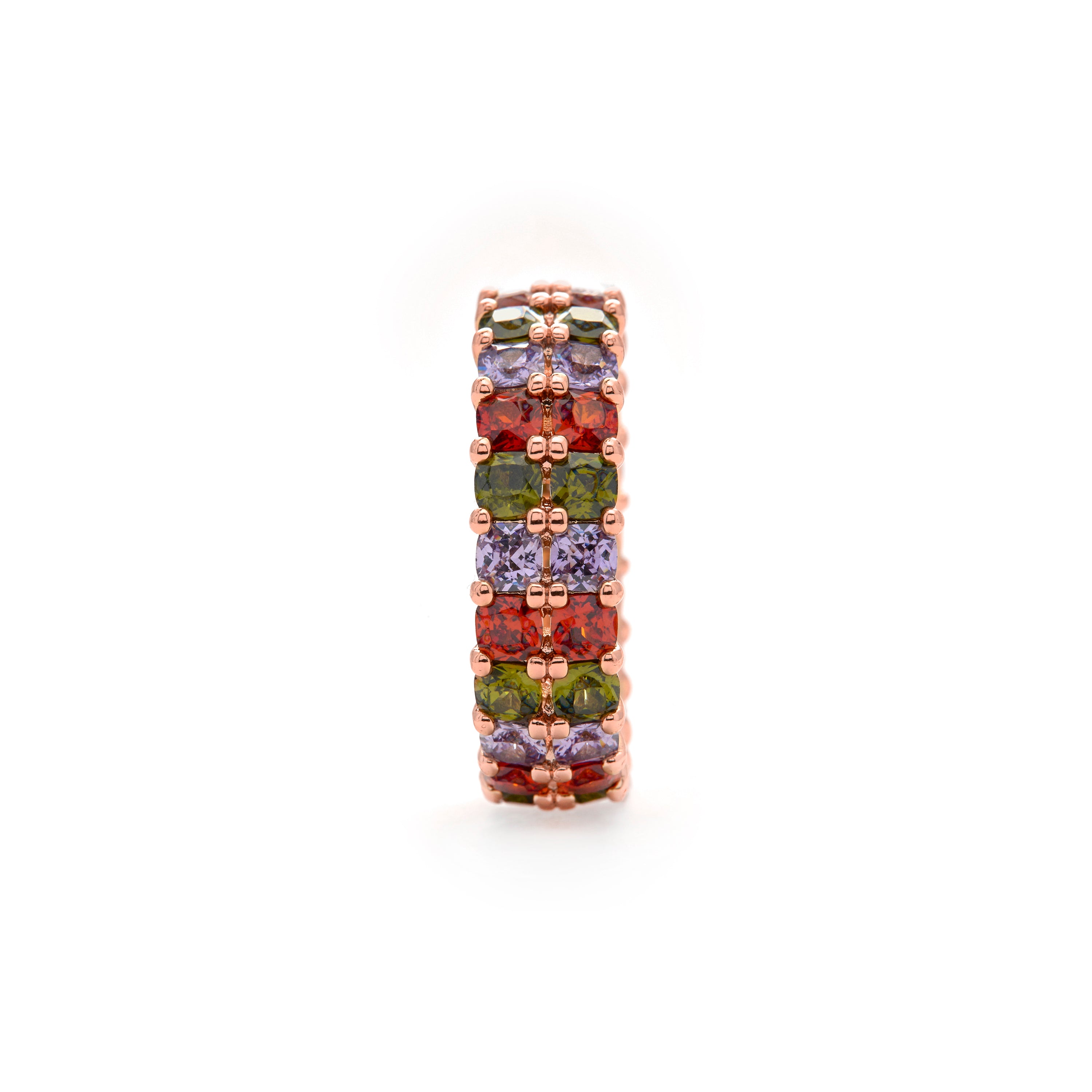 Bague en zircon multicolore finition or jaune 18k - Tomi