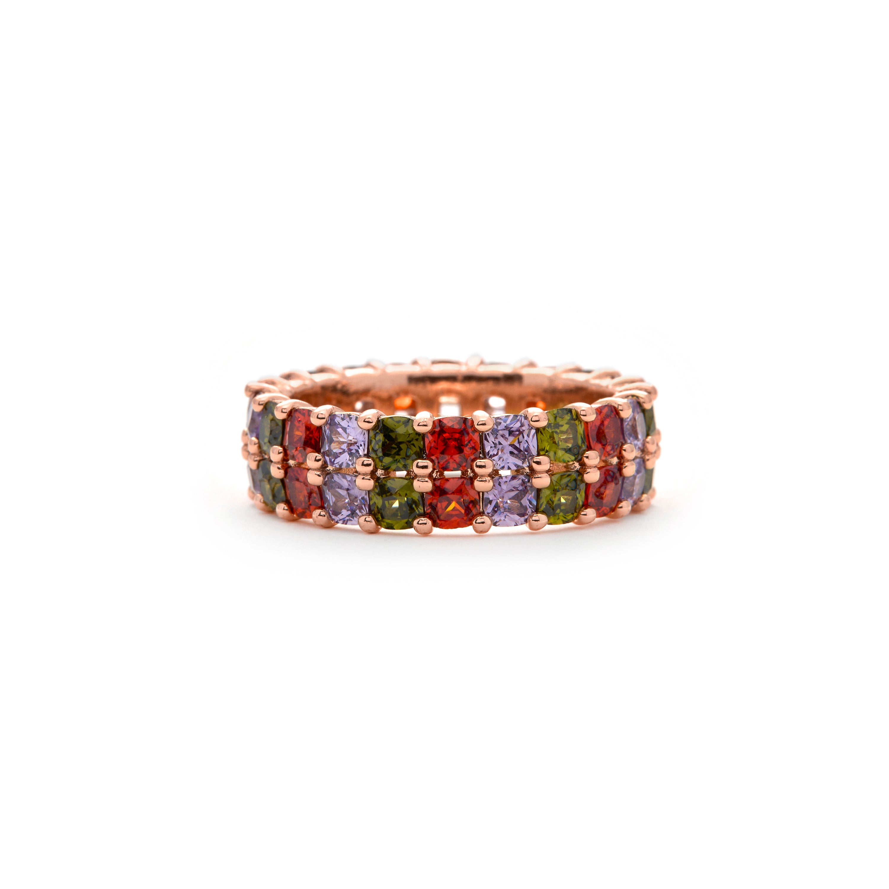 Bague en zircon multicolore finition or jaune 18k - Tomi