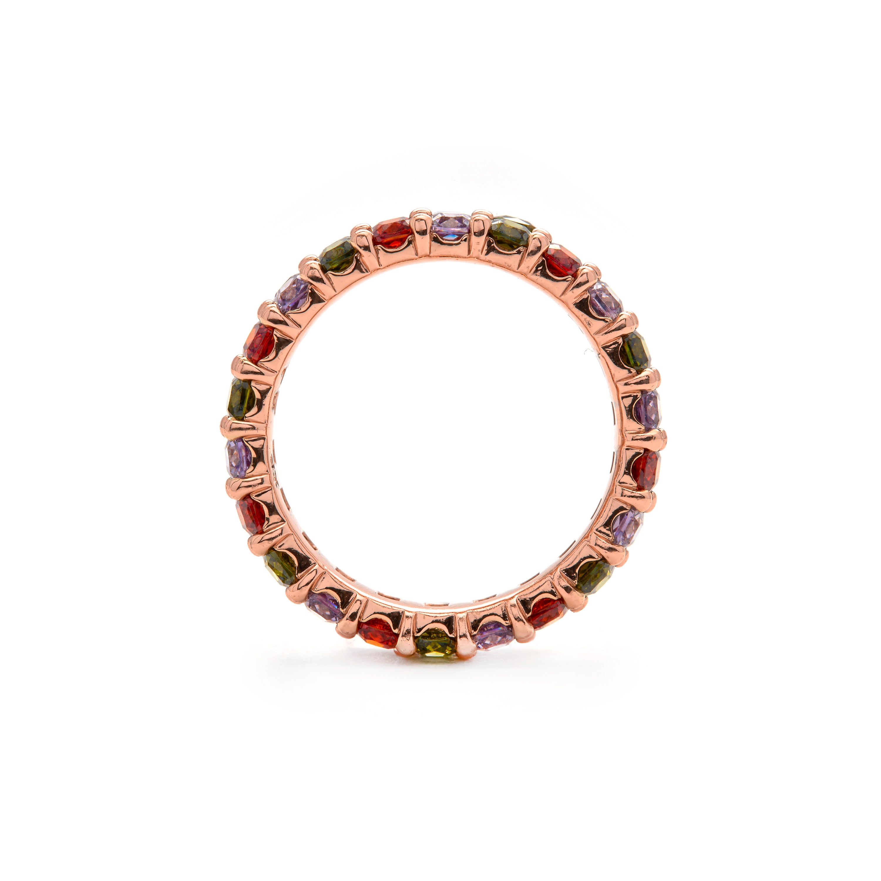 Bague en zircon multicolore finition or jaune 18k - Tomi