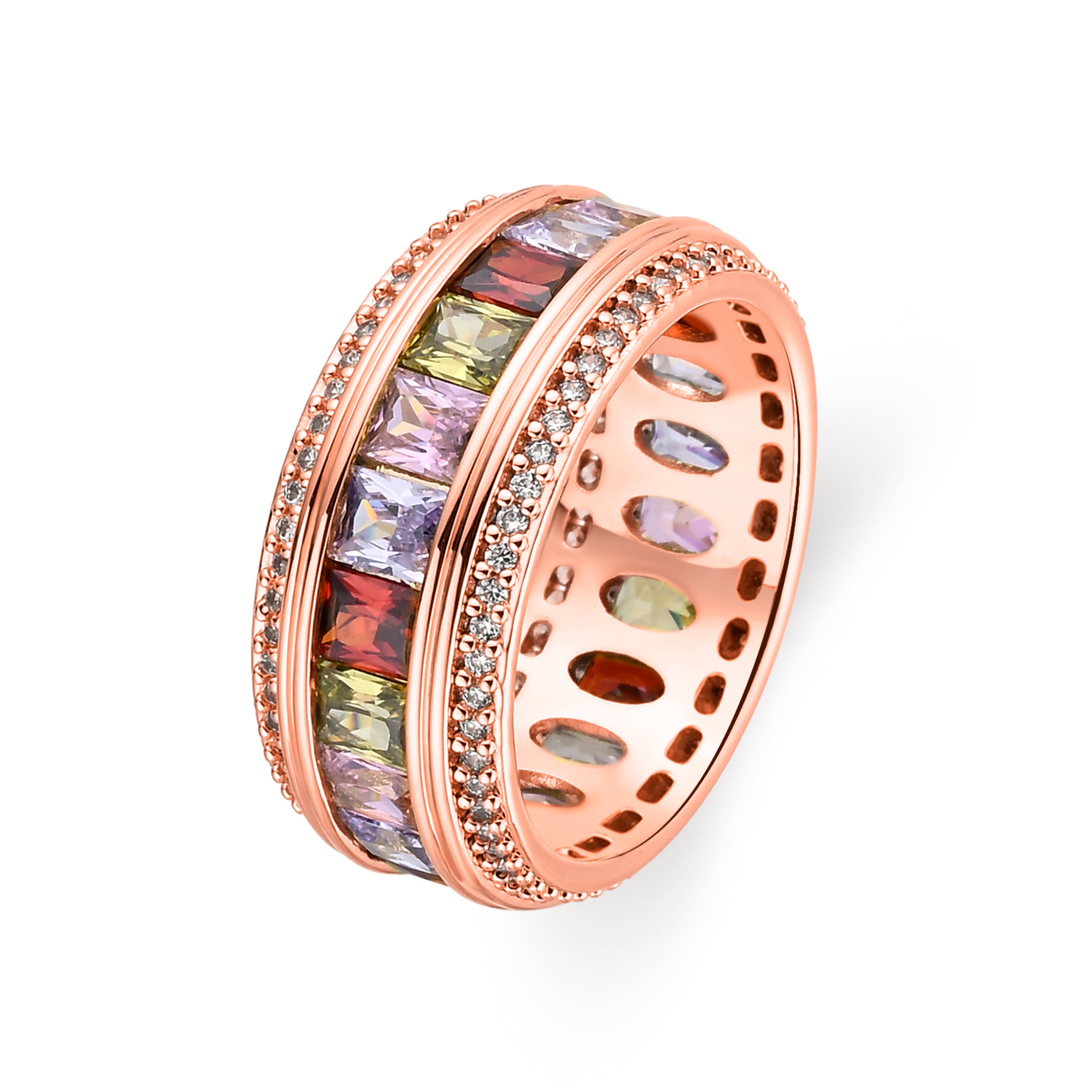 Bague en zircon multicolore finition or jaune 18k - Maia