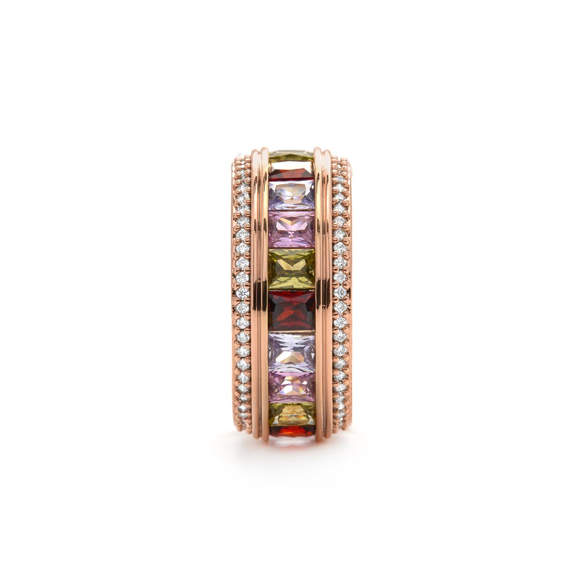 Bague en zircon multicolore finition or jaune 18k - Maia
