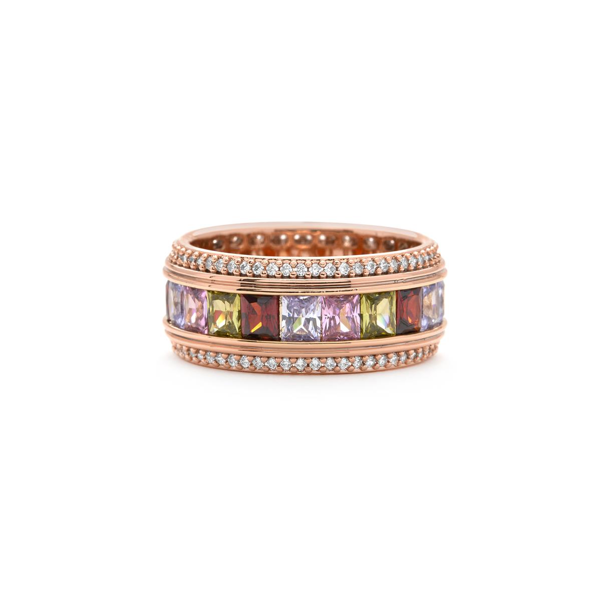 Bague en zircon multicolore finition or jaune 18k - Maia