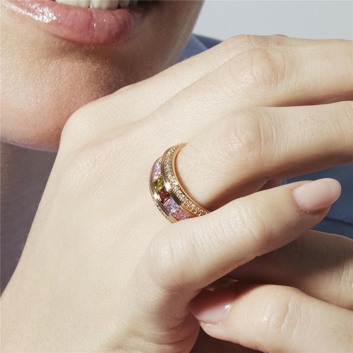 Bague en zircon multicolore finition or jaune 18k - Maia