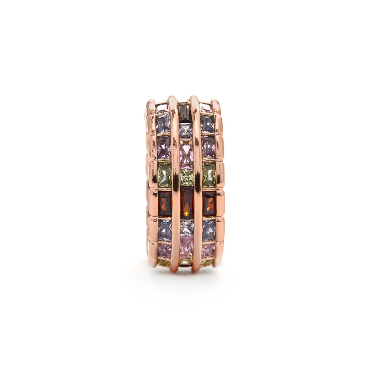 Multicolor Zirkonia Ring mit 18k Gelbgold-Finish - Hudio