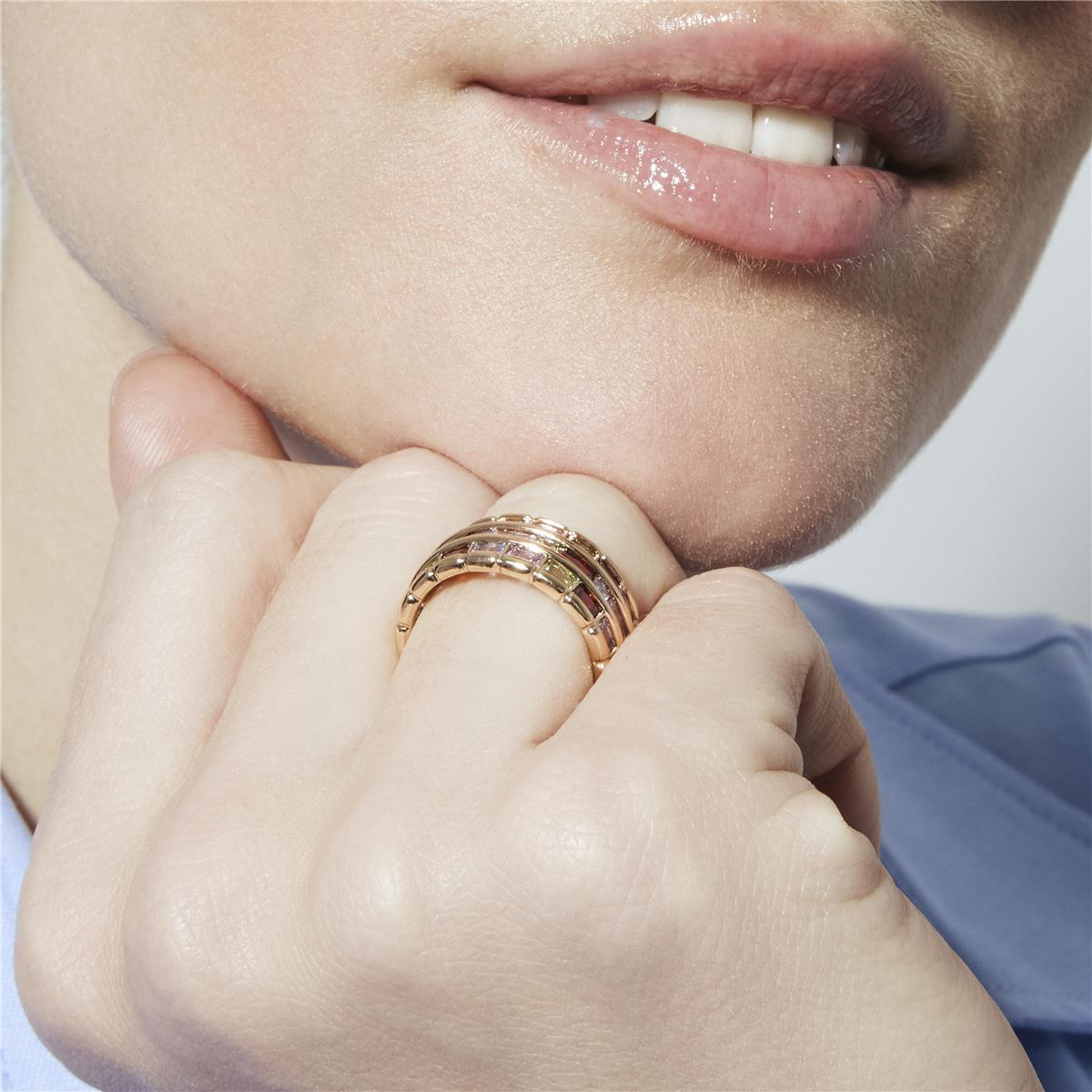 Multicolor Zirkonia Ring mit 18k Gelbgold-Finish - Hudio