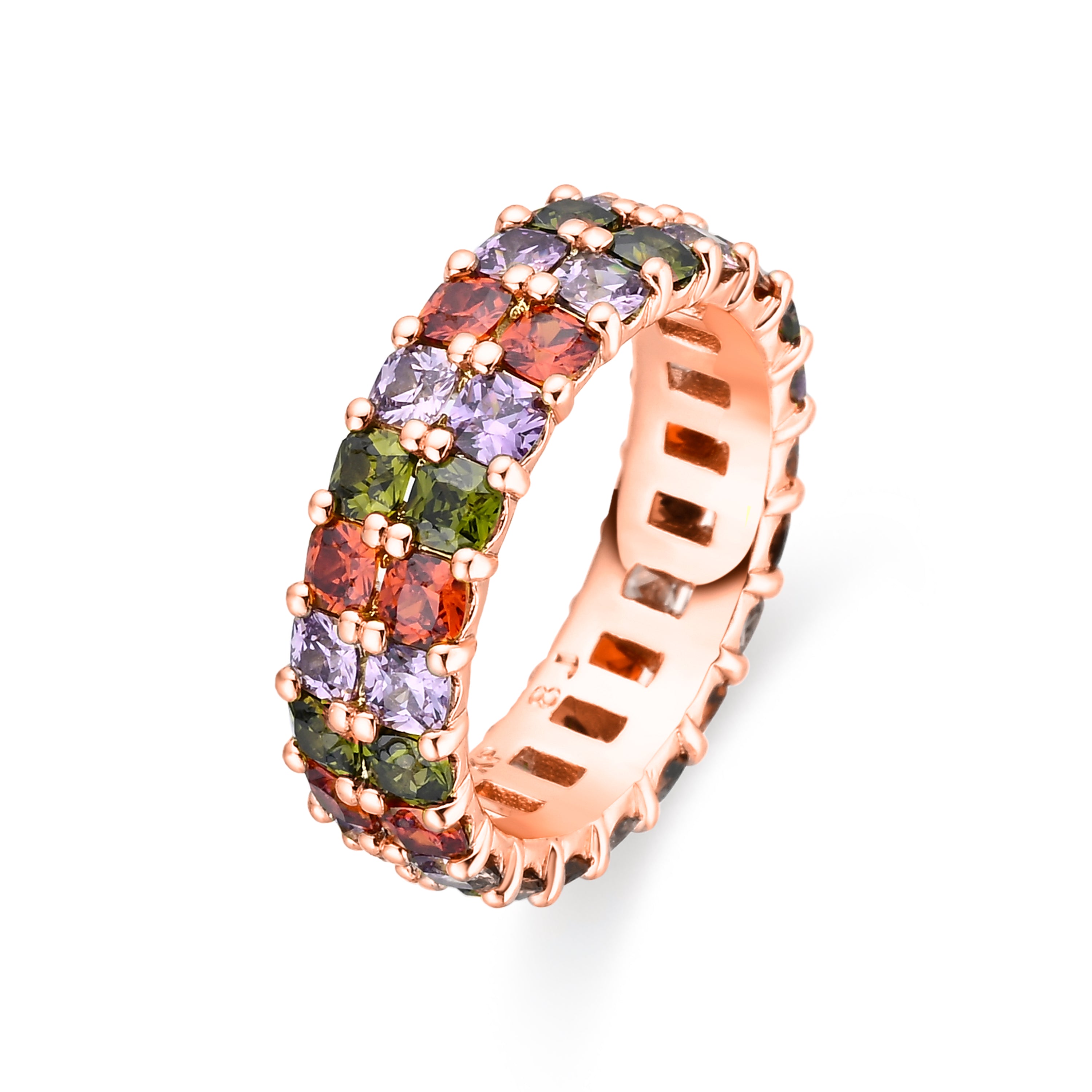 Bague en zircon multicolore finition or jaune 18k - Tomi