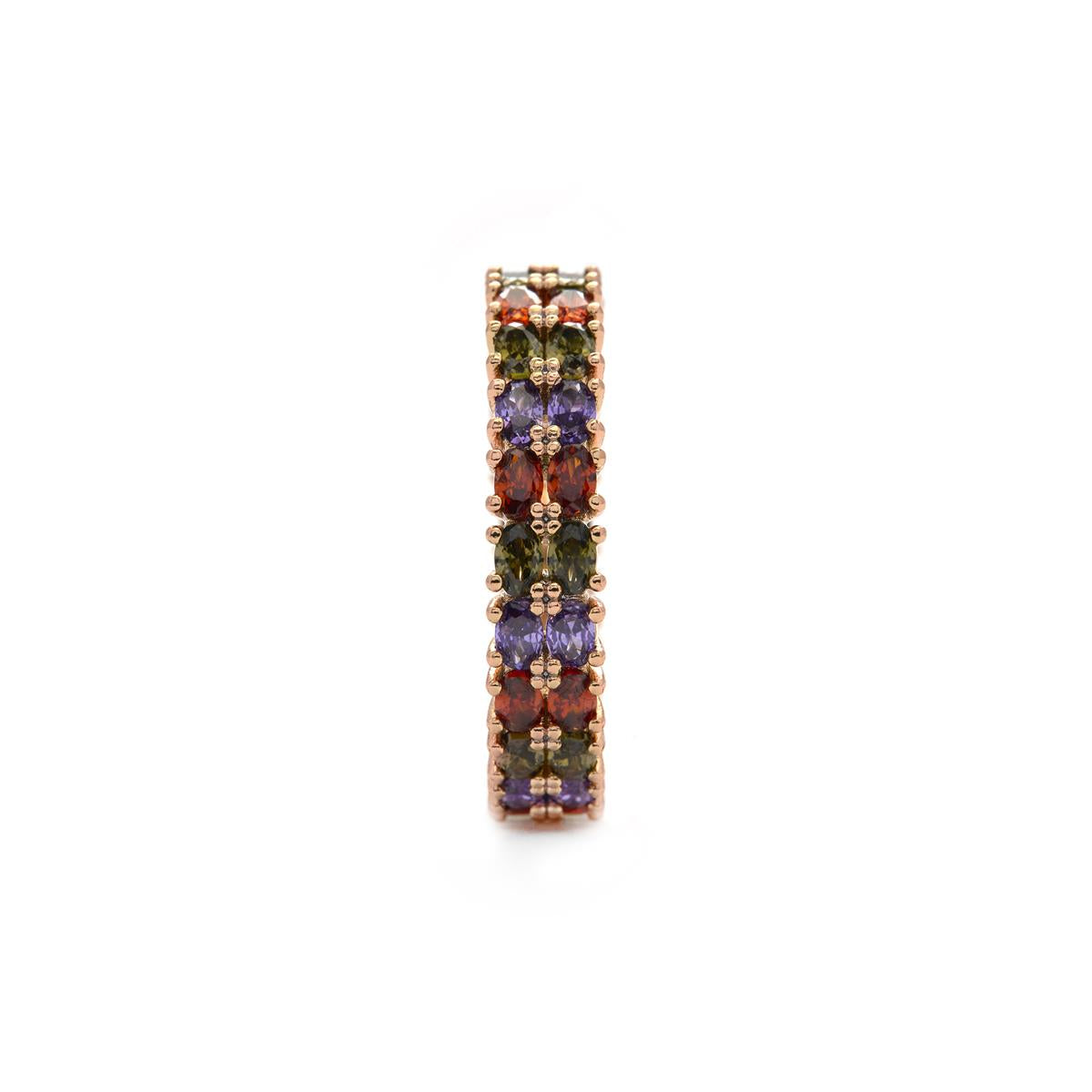 Anel de zircónia multicolor acabado em ouro amarelo de 18k - Nanabe