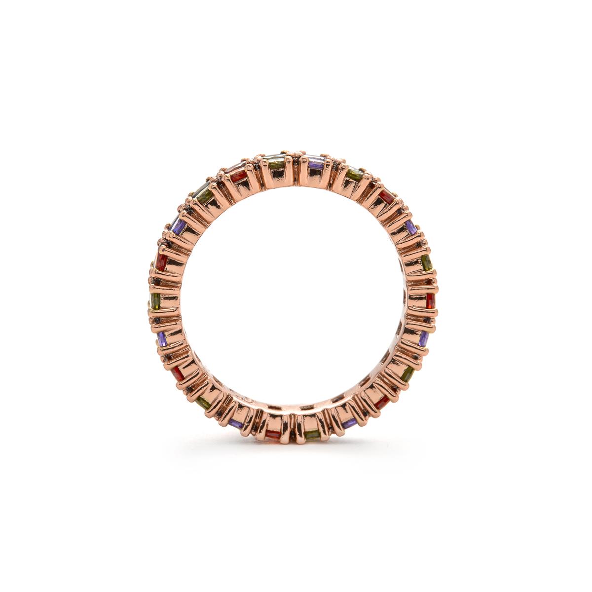 Anel de zircónia multicolor acabado em ouro amarelo de 18k - Nanabe