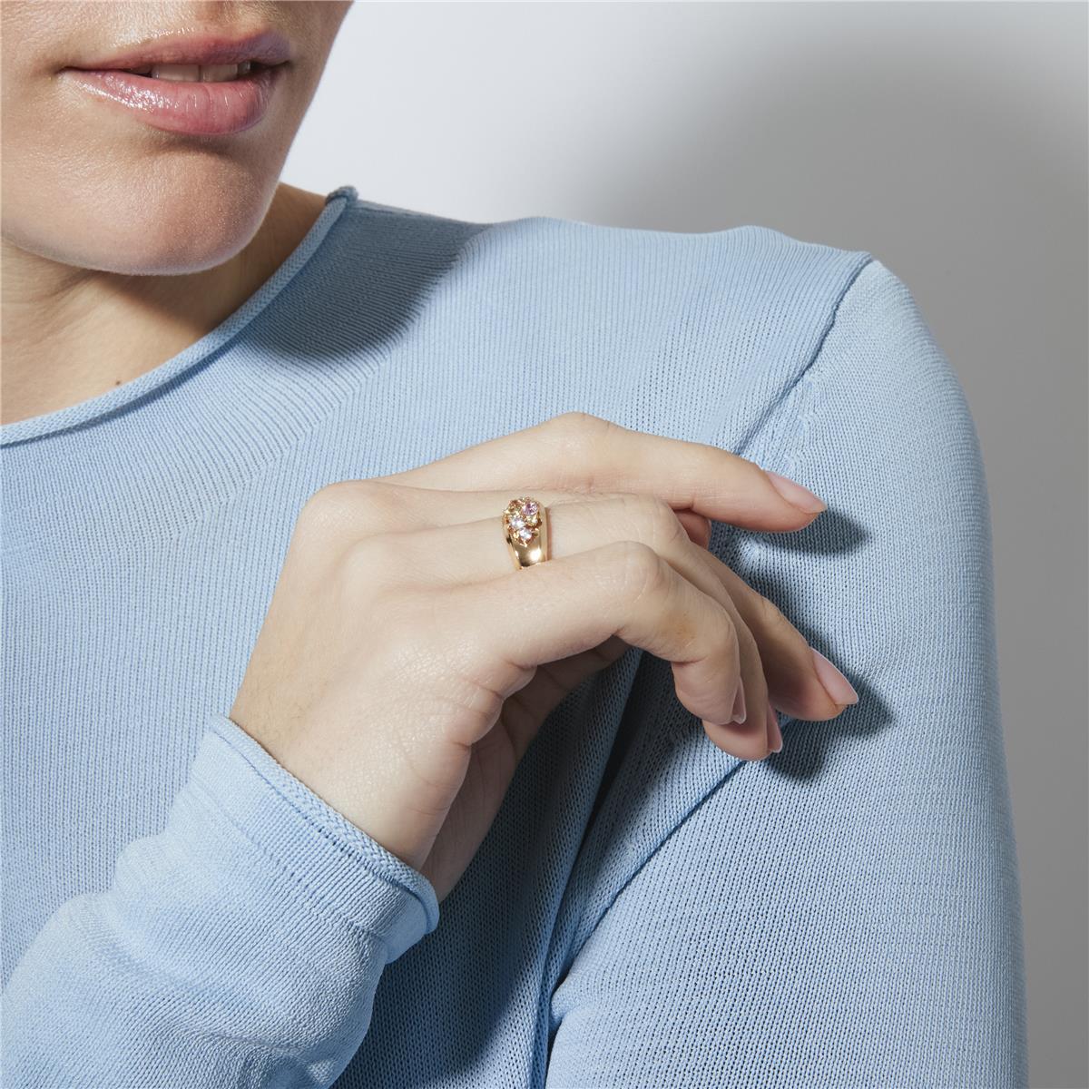 Anillo de Circonita Brillante acabado en oro amarillo de 18k - Banuo