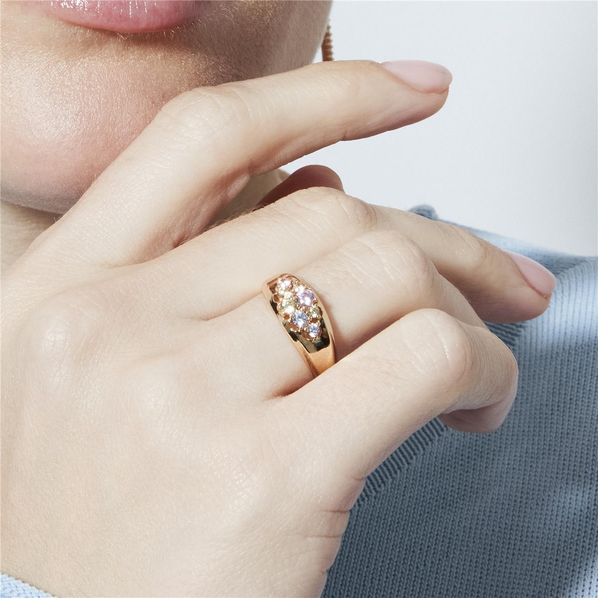 Anillo de Circonita Brillante acabado en oro amarillo de 18k - Banuo