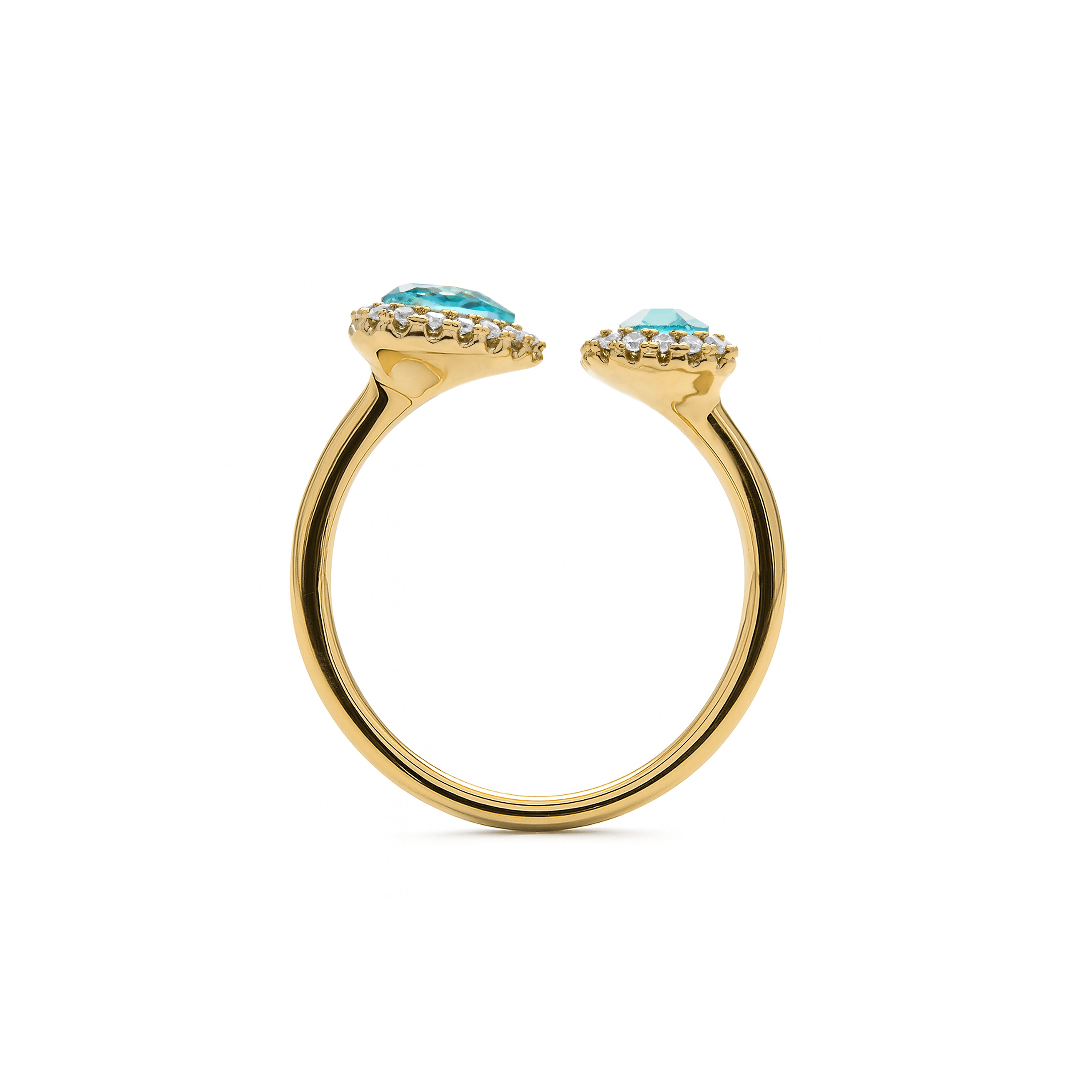 Zirkonia-Aquamarin-Ring mit 18k Gelbgold-Finish - Myne