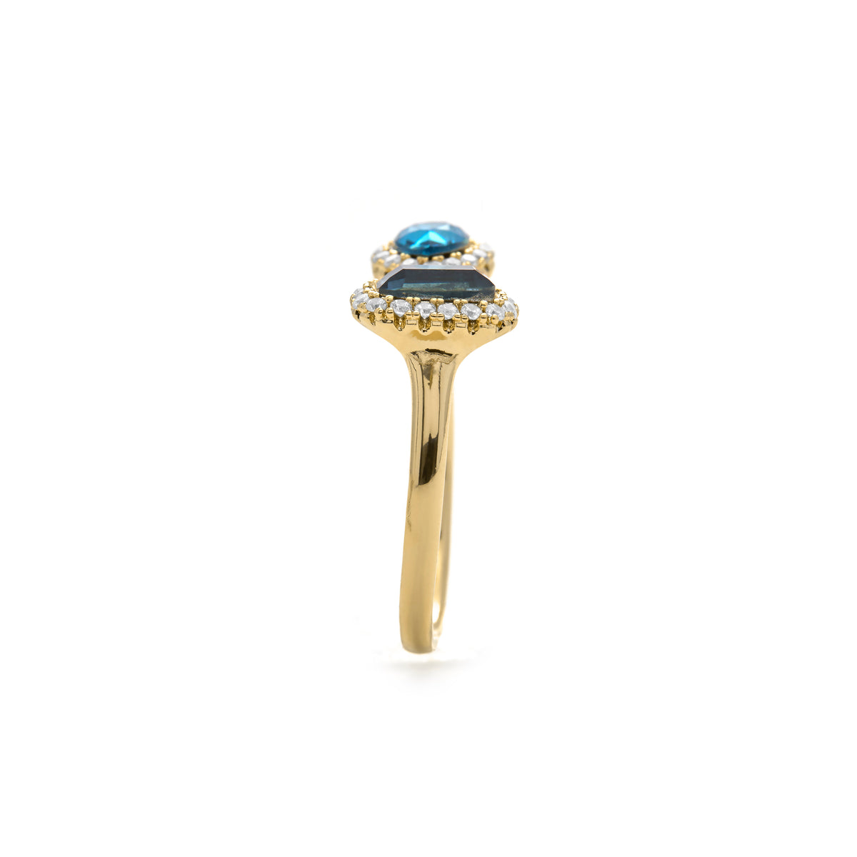 Anillo de Circonita Topacio Azul acabado en oro amarillo de 18k - Myne
