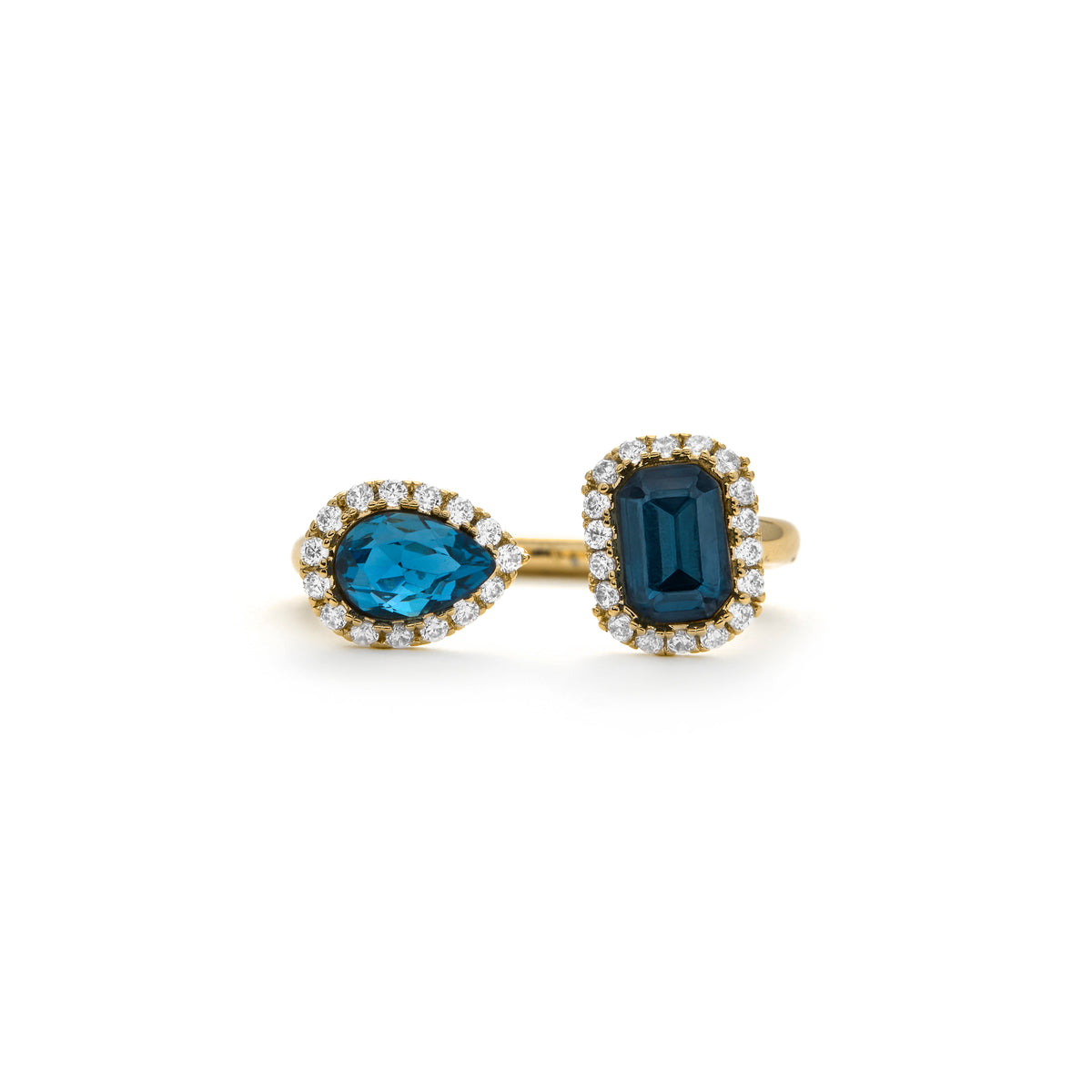 Anillo de Circonita Topacio Azul acabado en oro amarillo de 18k - Myne