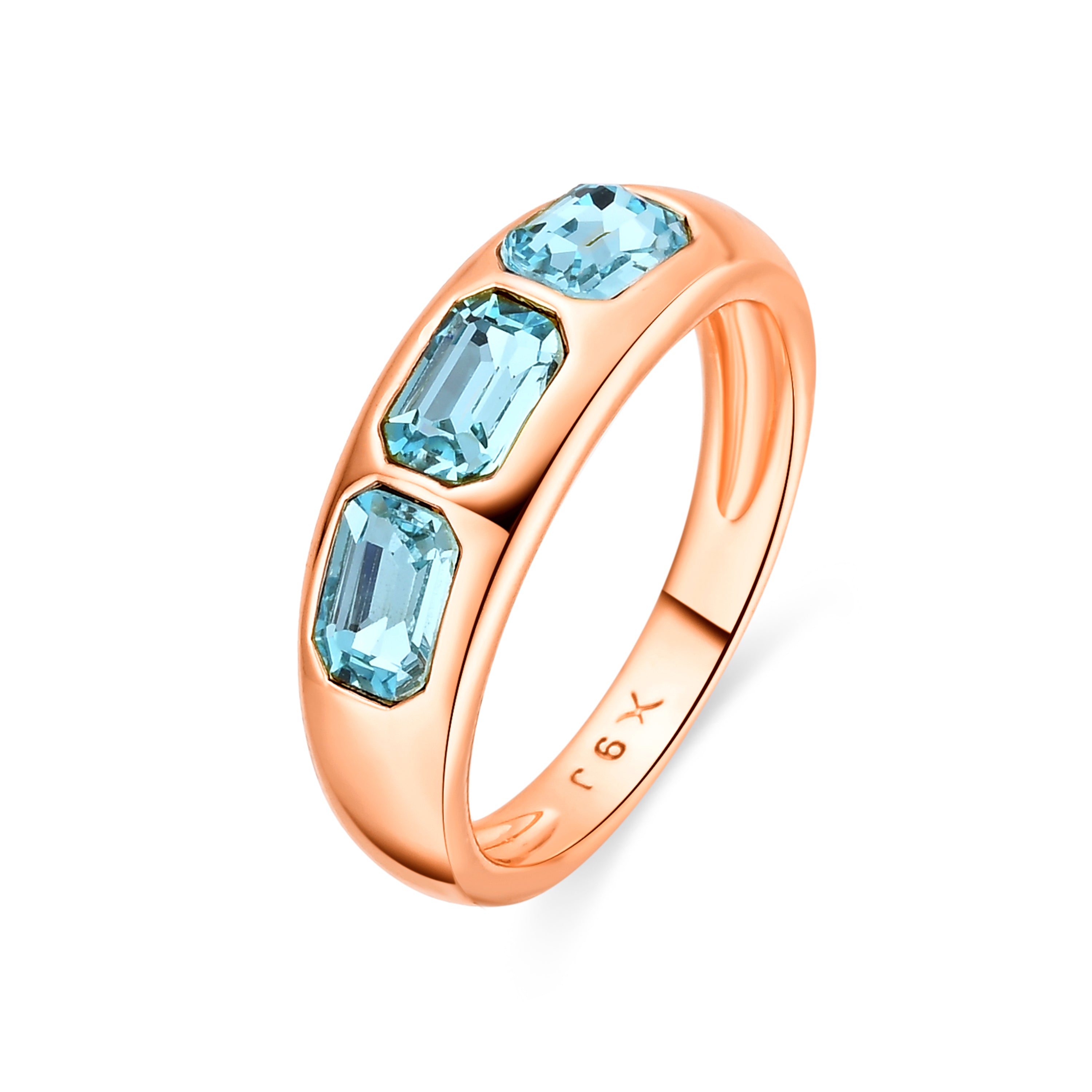 Bague en zirconium aigue-marine finition en or jaune 18k - Eldine