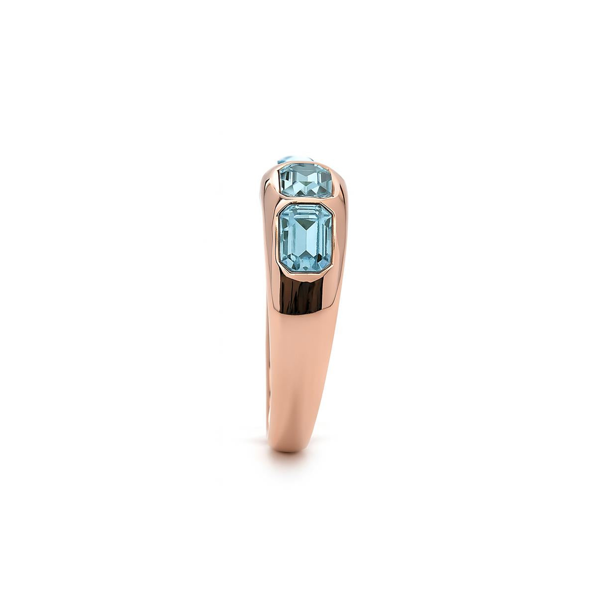 Bague en zirconium aigue-marine finition en or jaune 18k - Eldine
