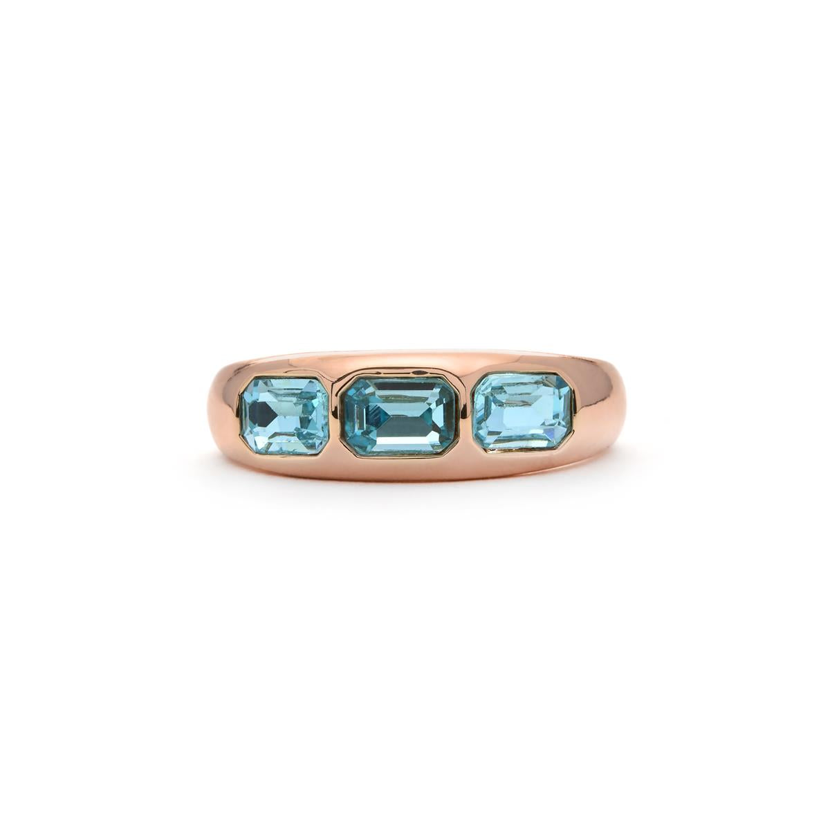 Bague en zirconium aigue-marine finition en or jaune 18k - Eldine