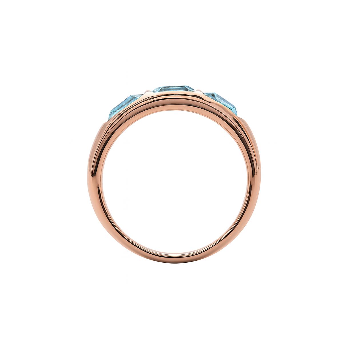 Bague en zirconium aigue-marine finition en or jaune 18k - Eldine