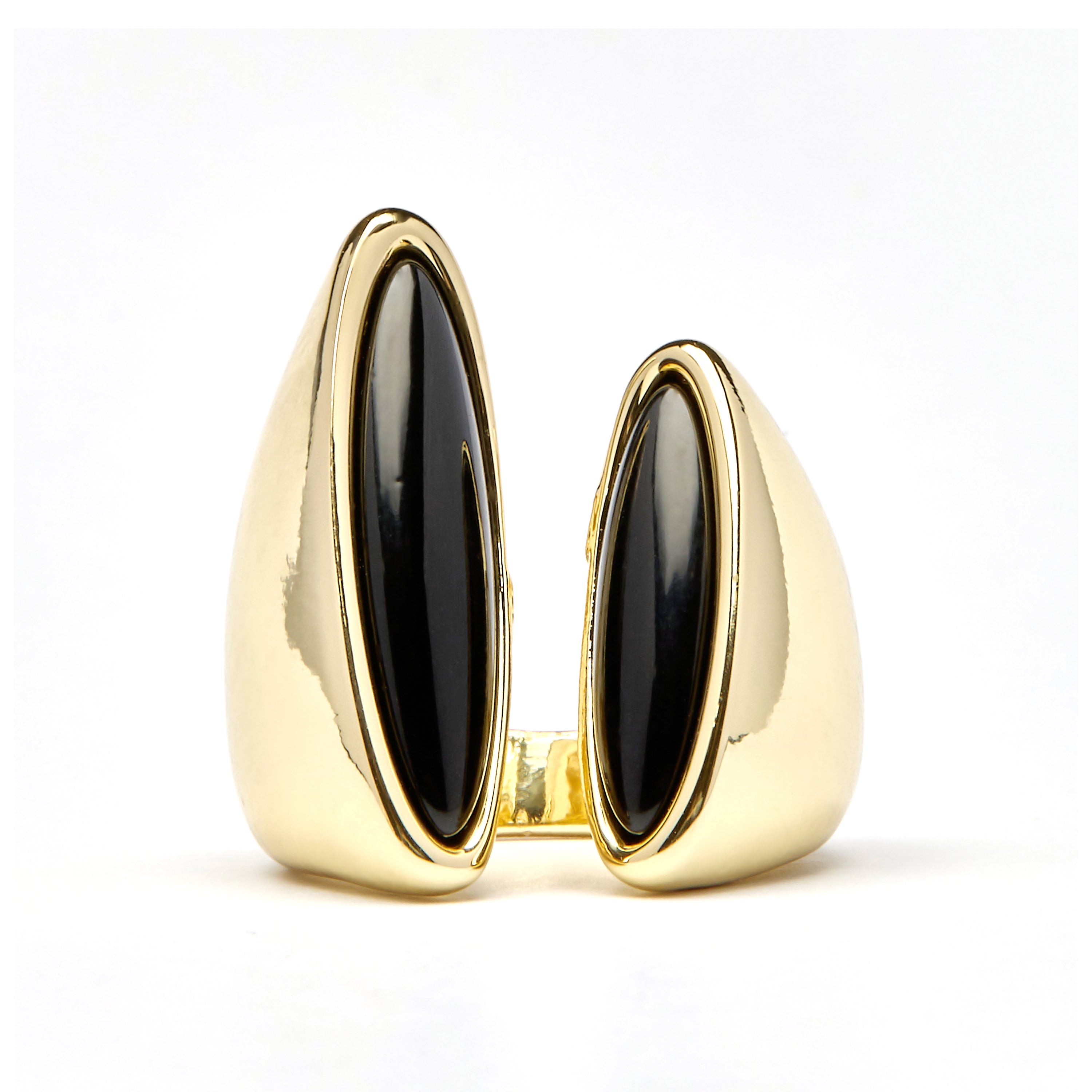 Bague avec résine noire finition or 18k - Modwi
