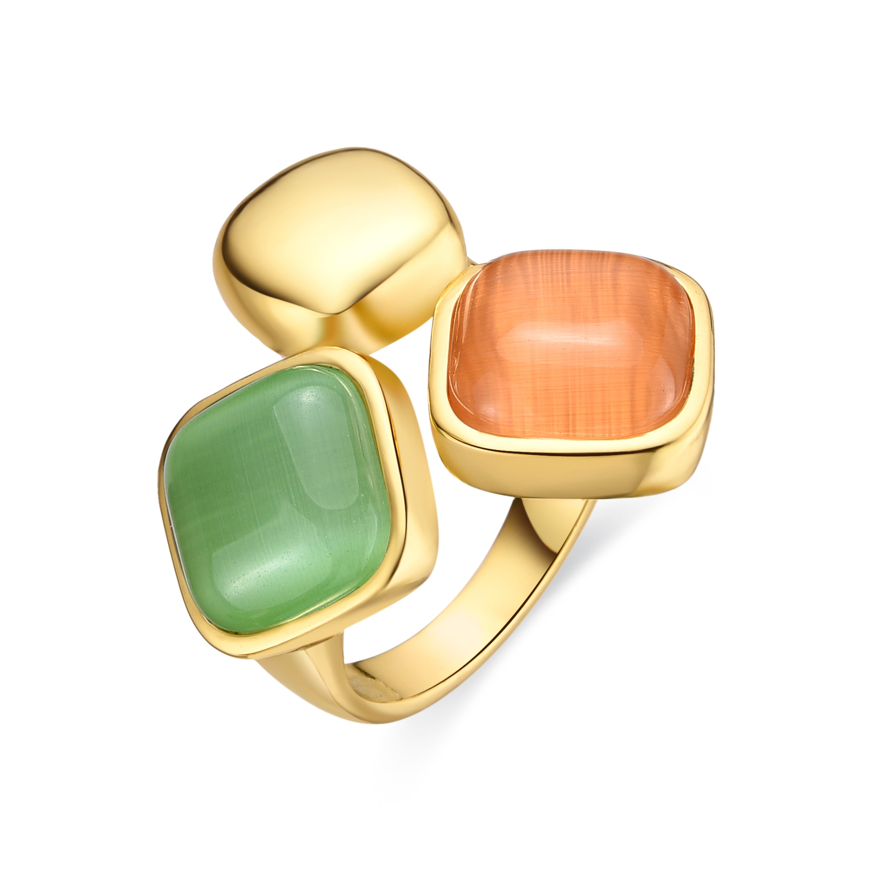 Multicolor Cat's Eye Ring finished in 18k gold - Shureo