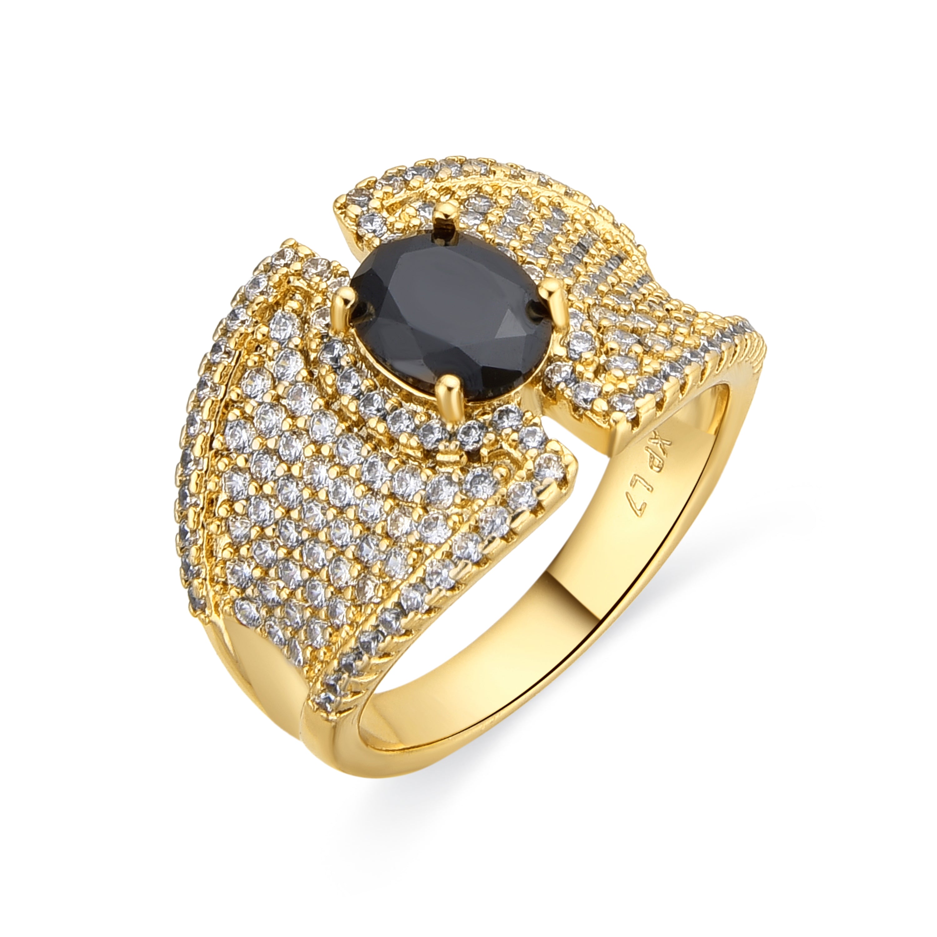 Bague avec Zircone Onyx finition or 18k - Kiawe