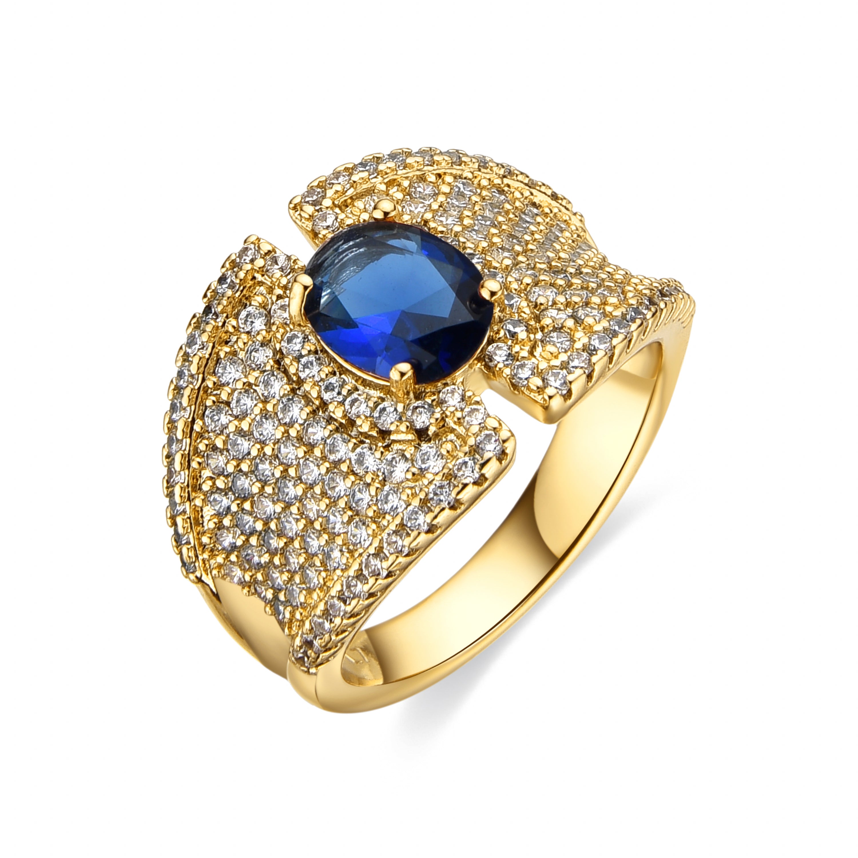 Bague avec Zircon Saphir finition or 18k - Kiawe