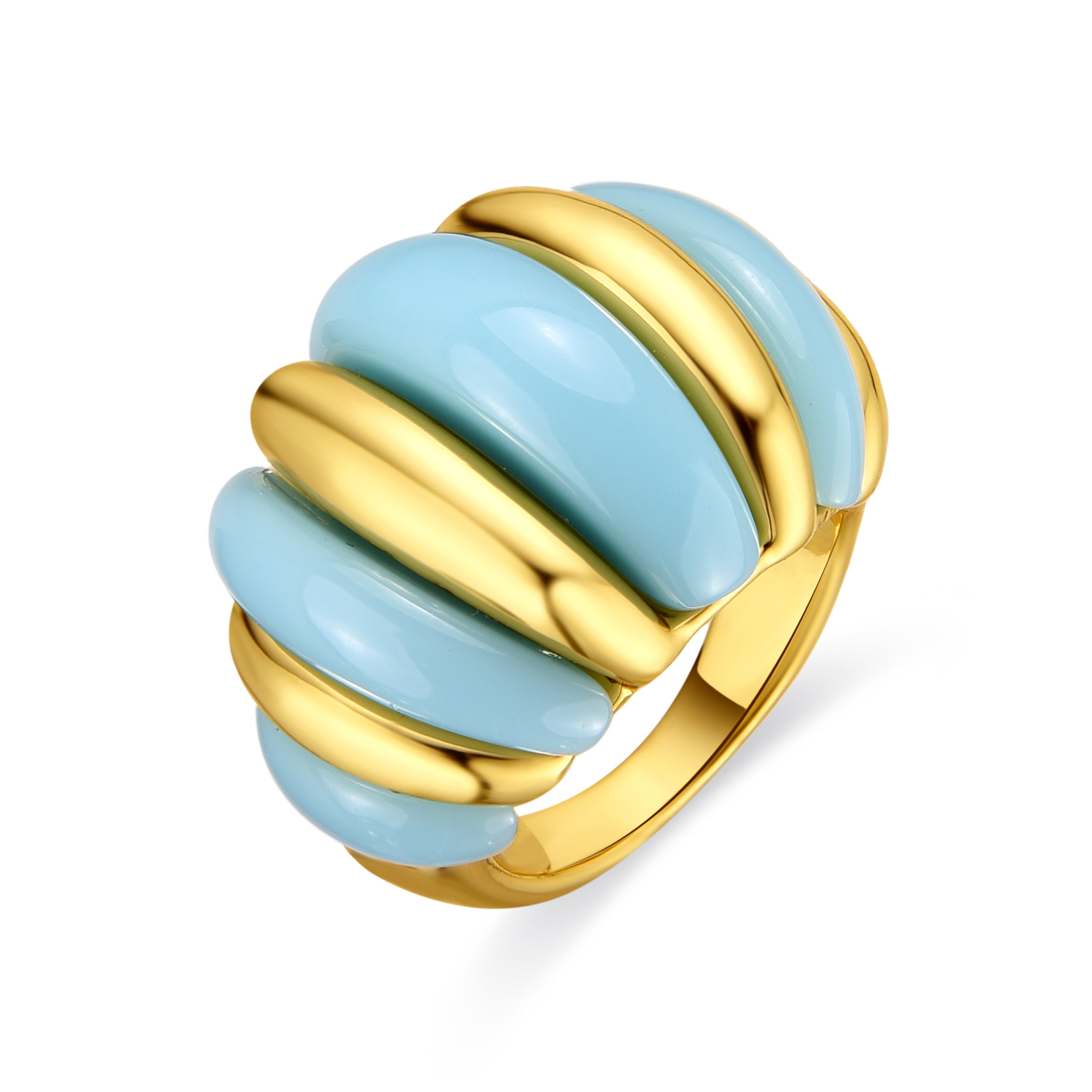 Anillo Rawil de Resina Azul acabado oro amarillo de 18k