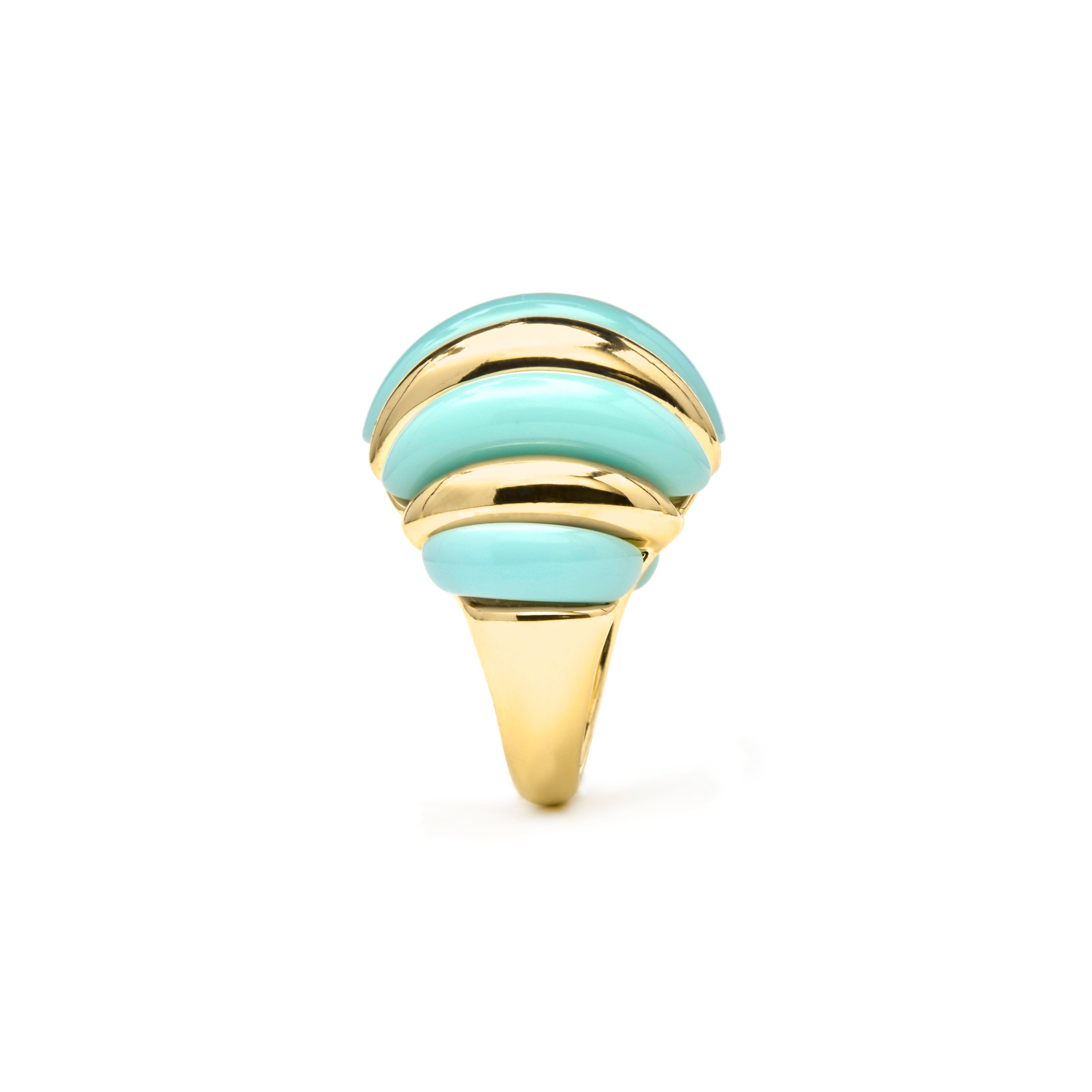 Anel Rawil de Resina Azul com acabamento em ouro amarelo de 18k