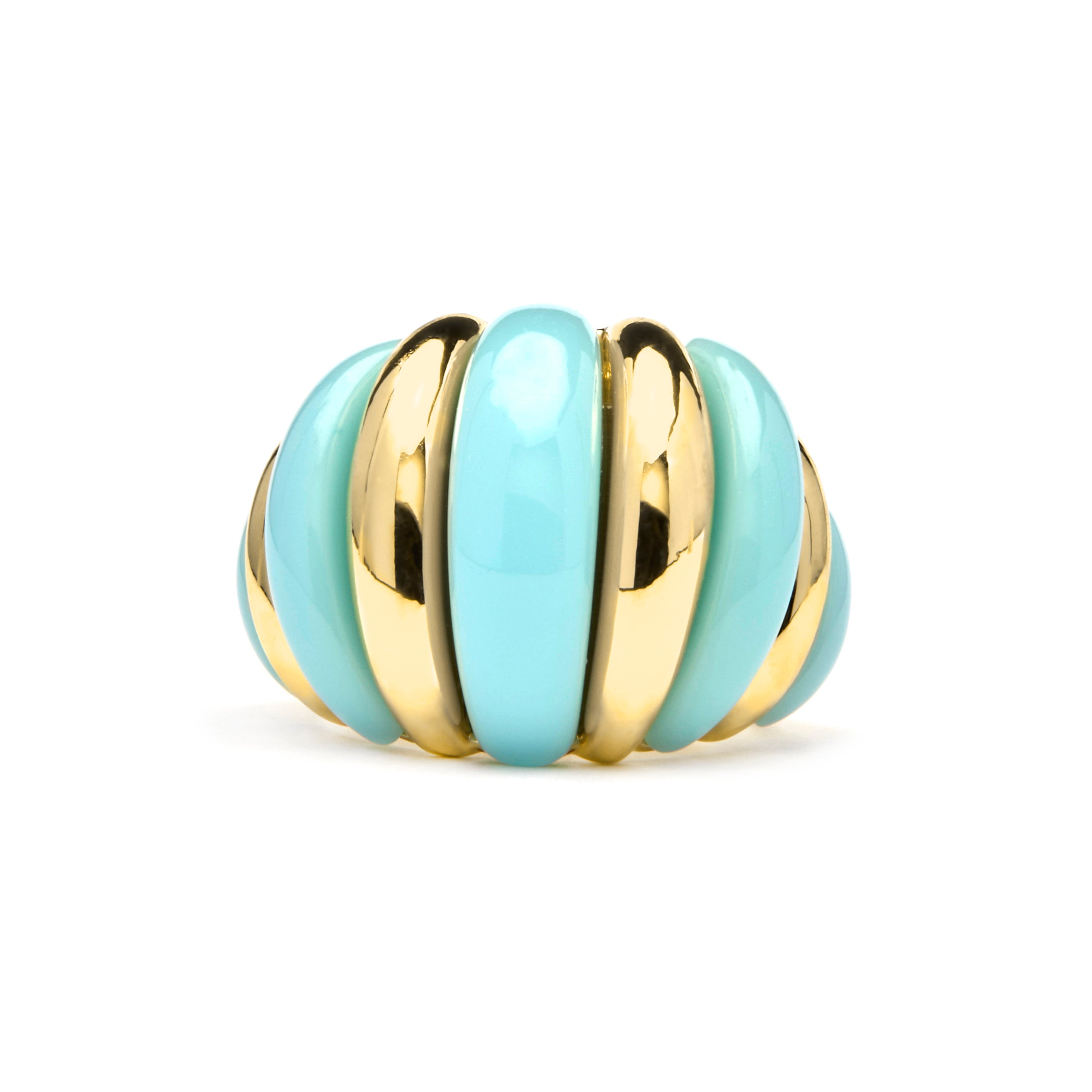 Anel Rawil de Resina Azul com acabamento em ouro amarelo de 18k