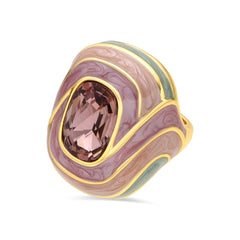 Rowing Ring in Violet Lacquer with 18k Yellow Gold Finish