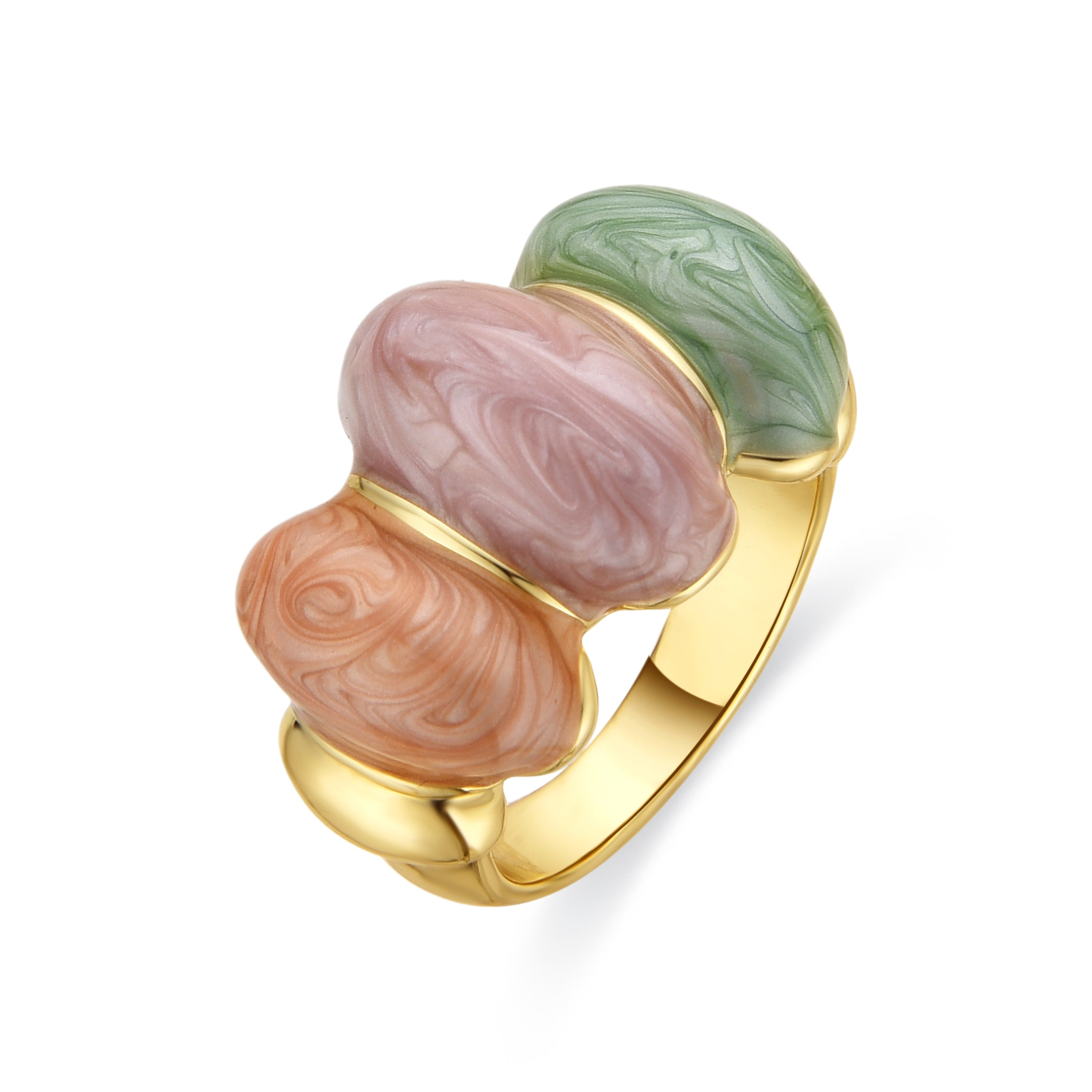 Anillo Ismaly de Resina Rosa acabado oro amarillo de 18k
