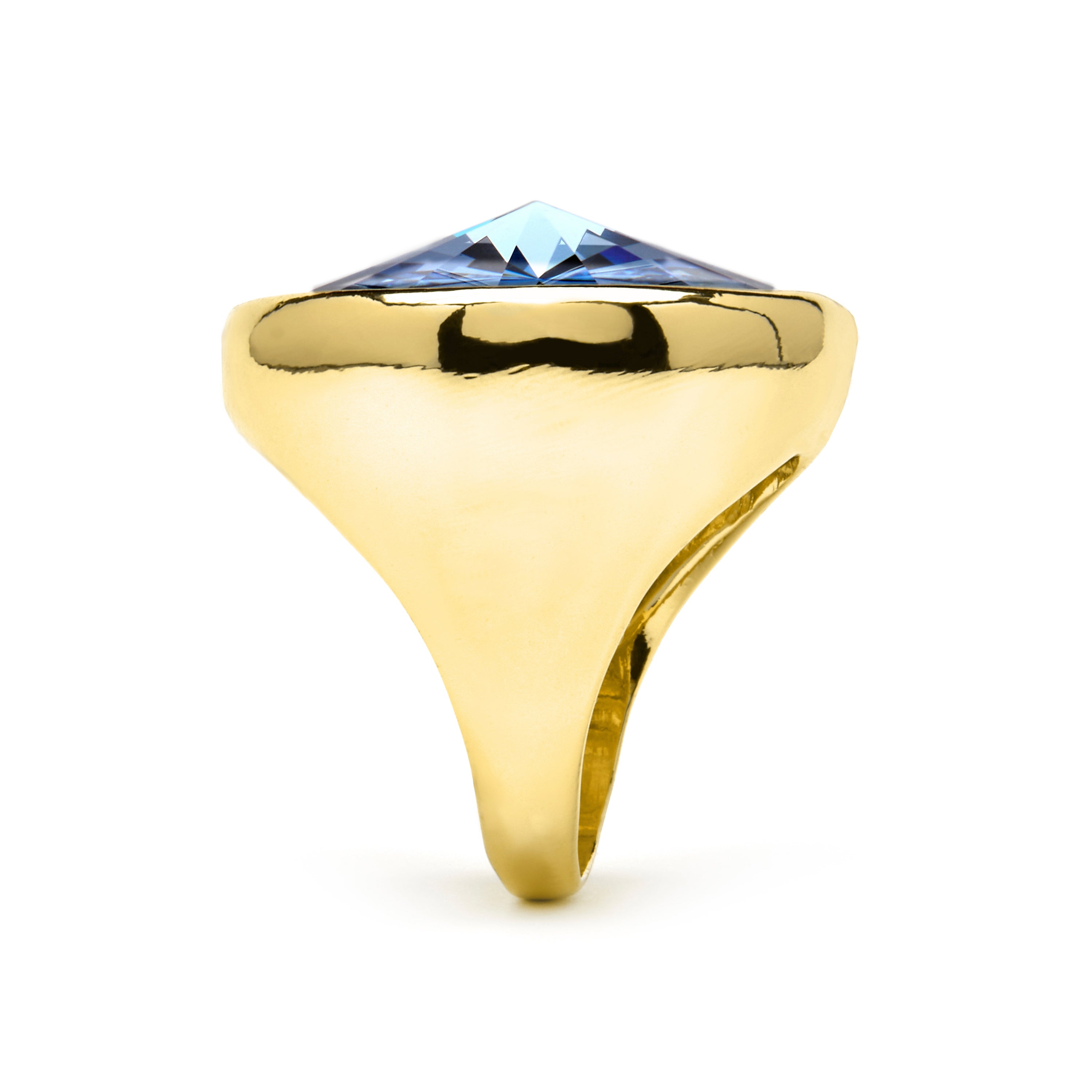 Anillo acabado oro amarillo de 18k y Cristal Azul - Cuako
