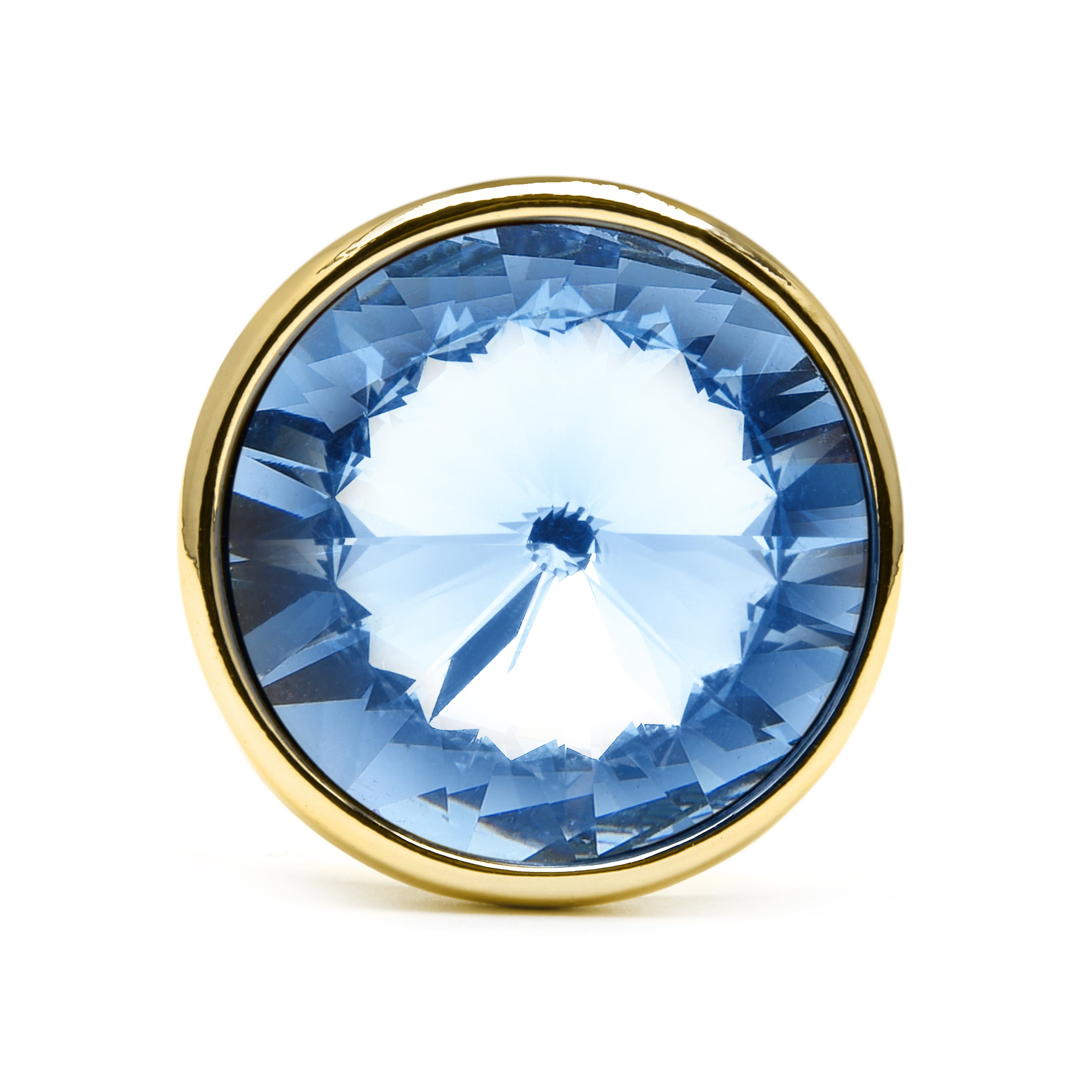 Anillo acabado oro amarillo de 18k y Cristal Azul - Cuako