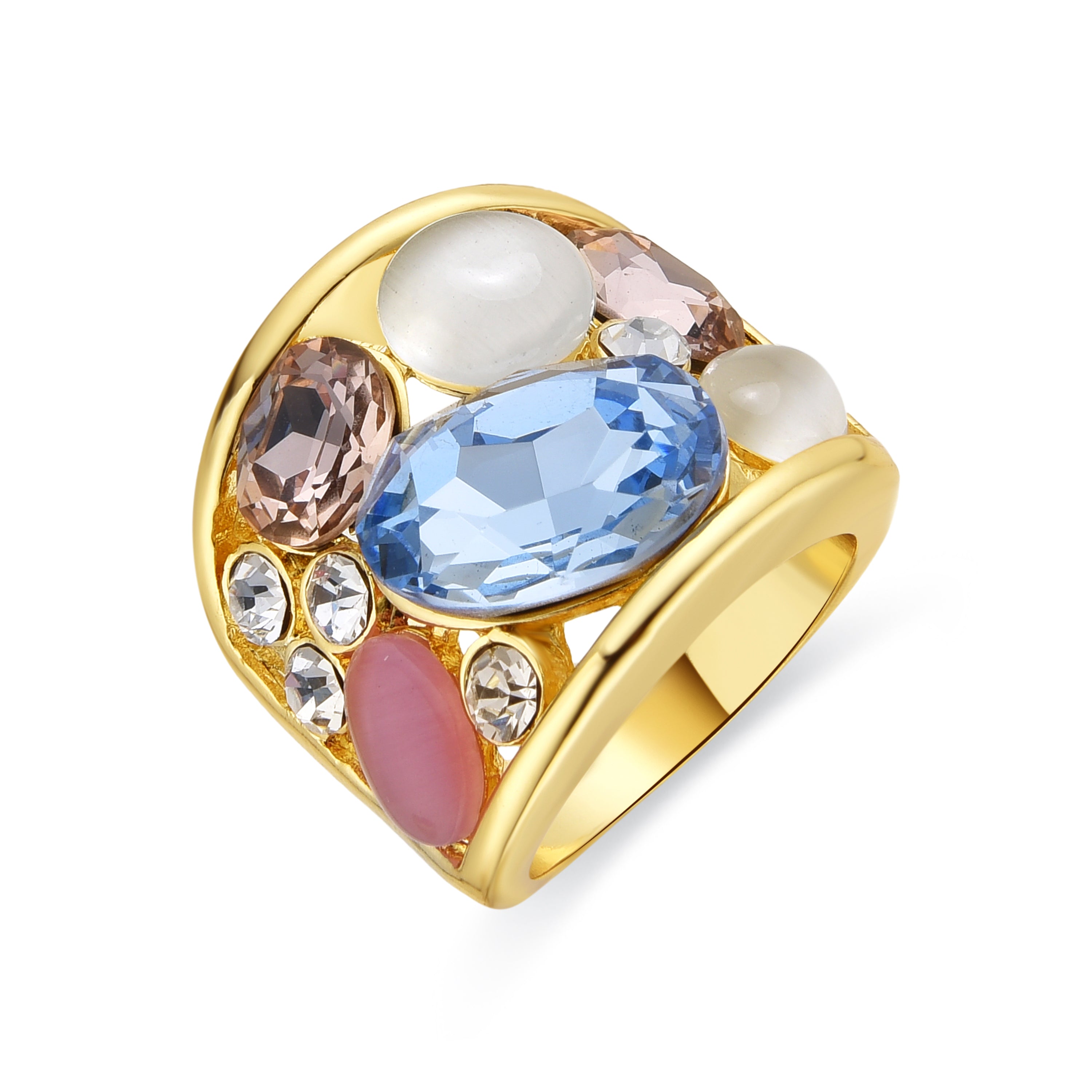 Ring aus 18k Gelbgold und mehrfarbigem Kristall - Sionu