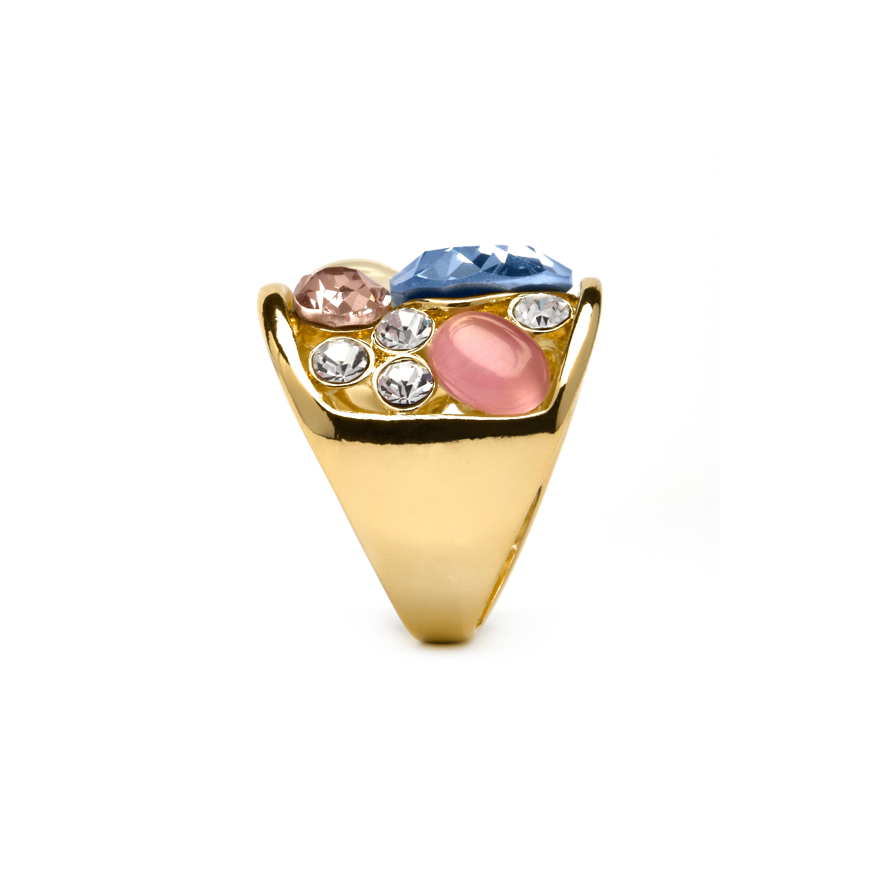 Anello finito in oro giallo 18k e Cristallo Multicolore - Sionu