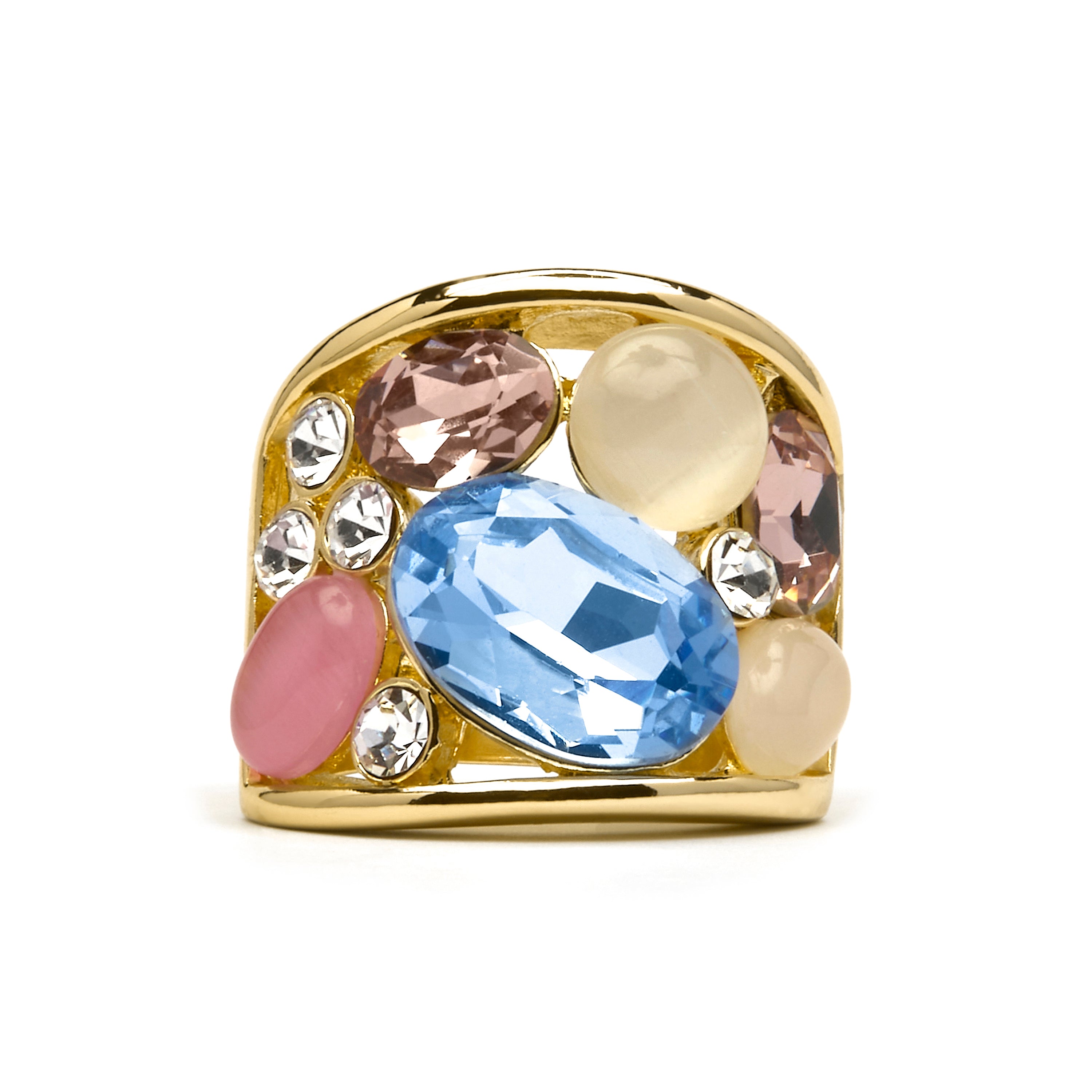 Anello finito in oro giallo 18k e Cristallo Multicolore - Sionu