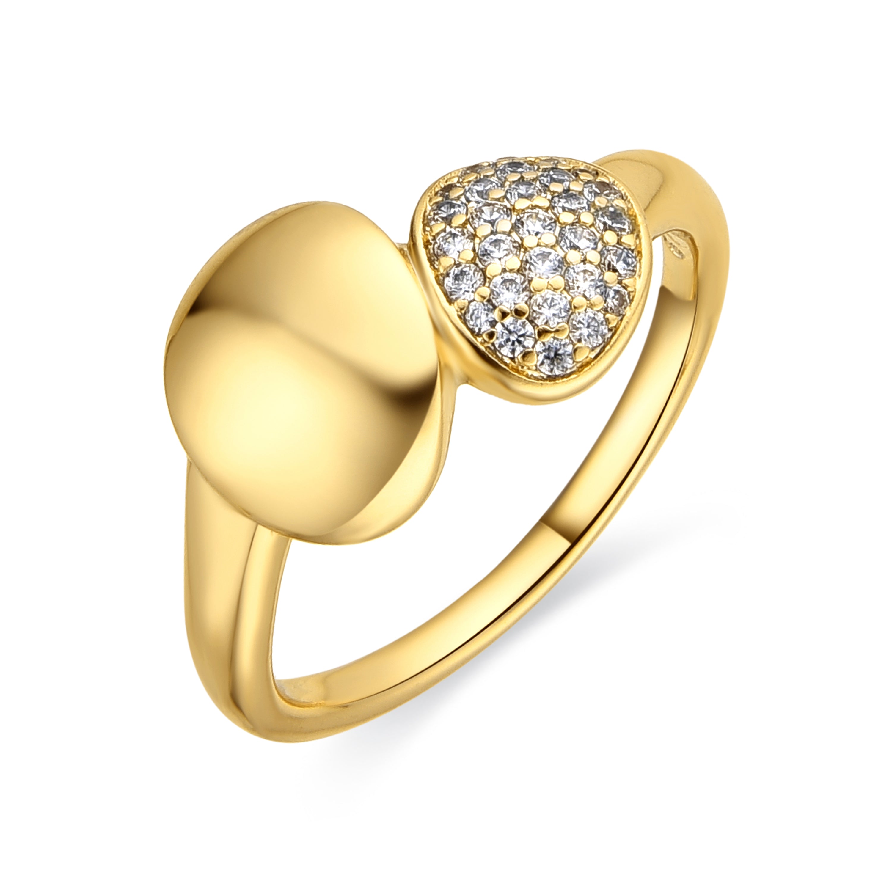 18k Yellow Gold Finished Ring with Brilliant Zirconia - Ridoom