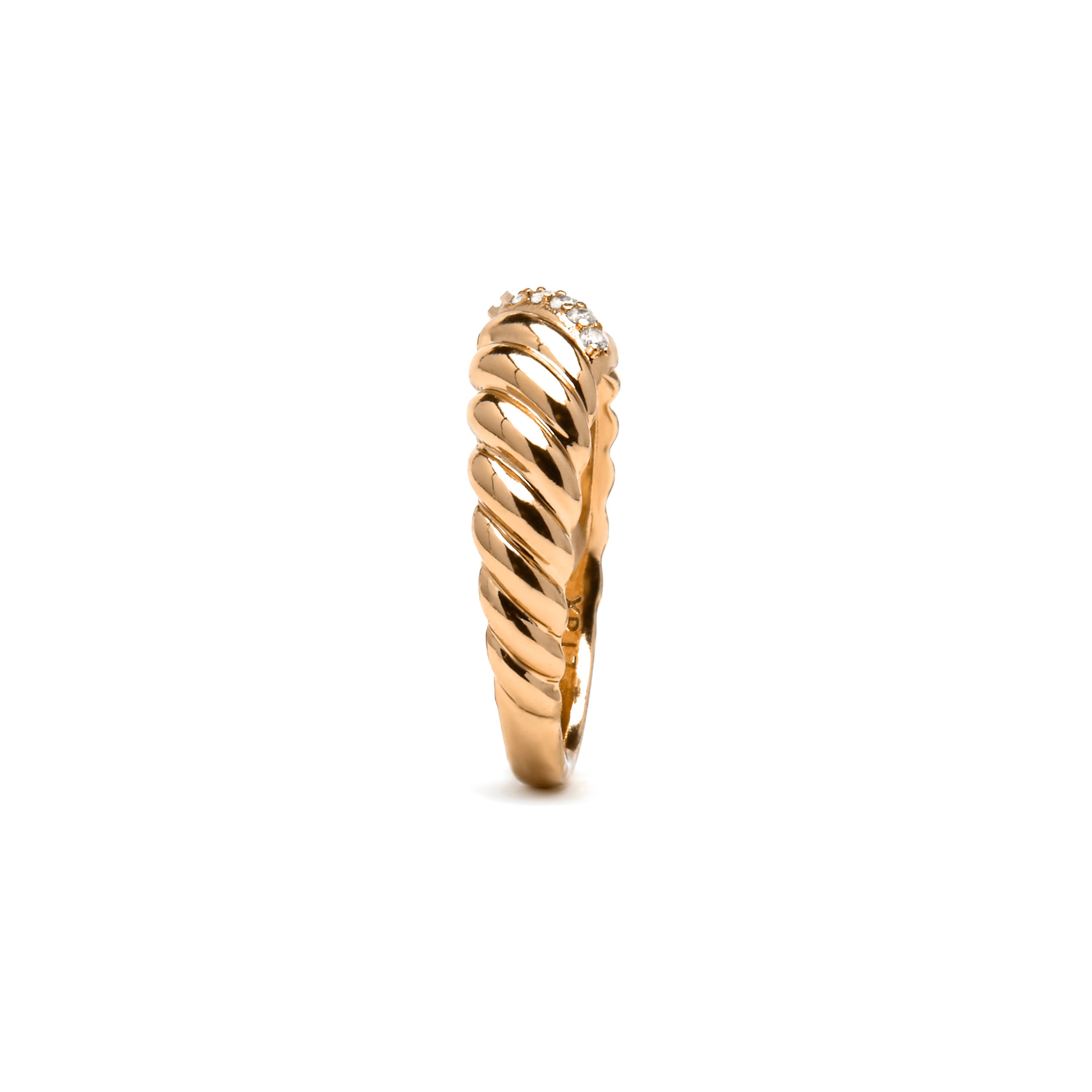 Anel acabamento ouro amarelo 18k e zircónia brilhante - Bododo