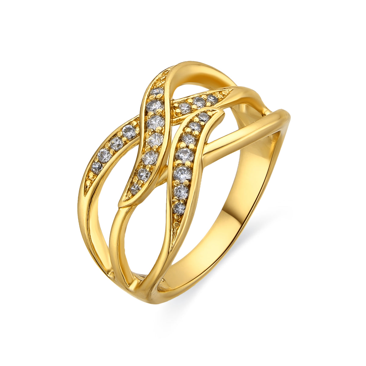 Bague finition or jaune 18 carats et Zircone brillante - Shilio