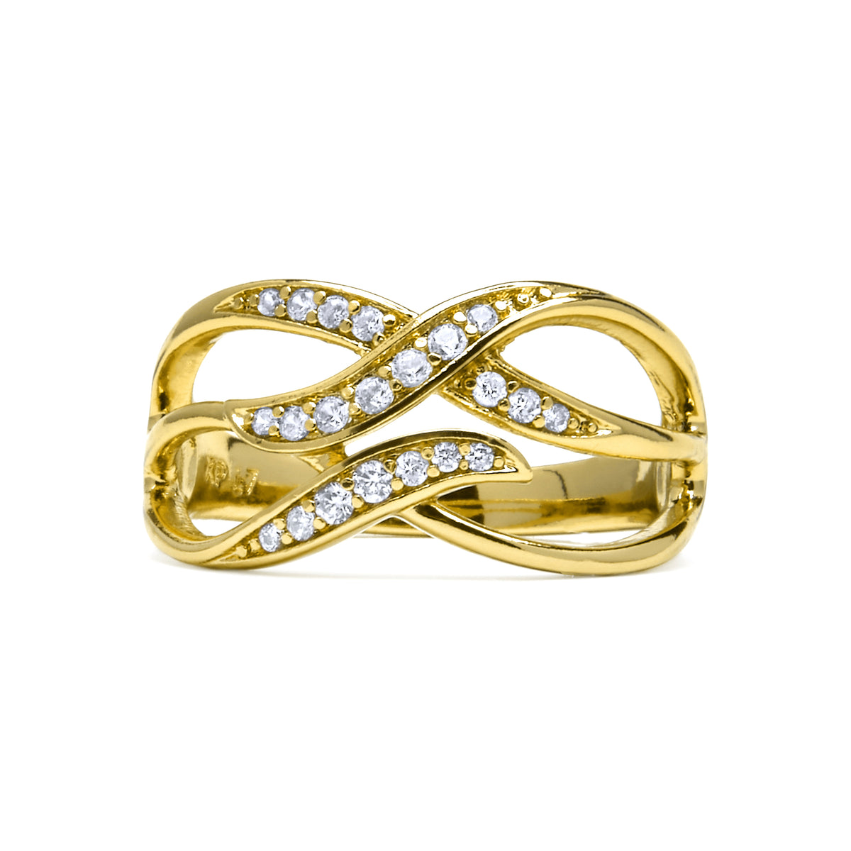 Bague finition or jaune 18 carats et Zircone brillante - Shilio