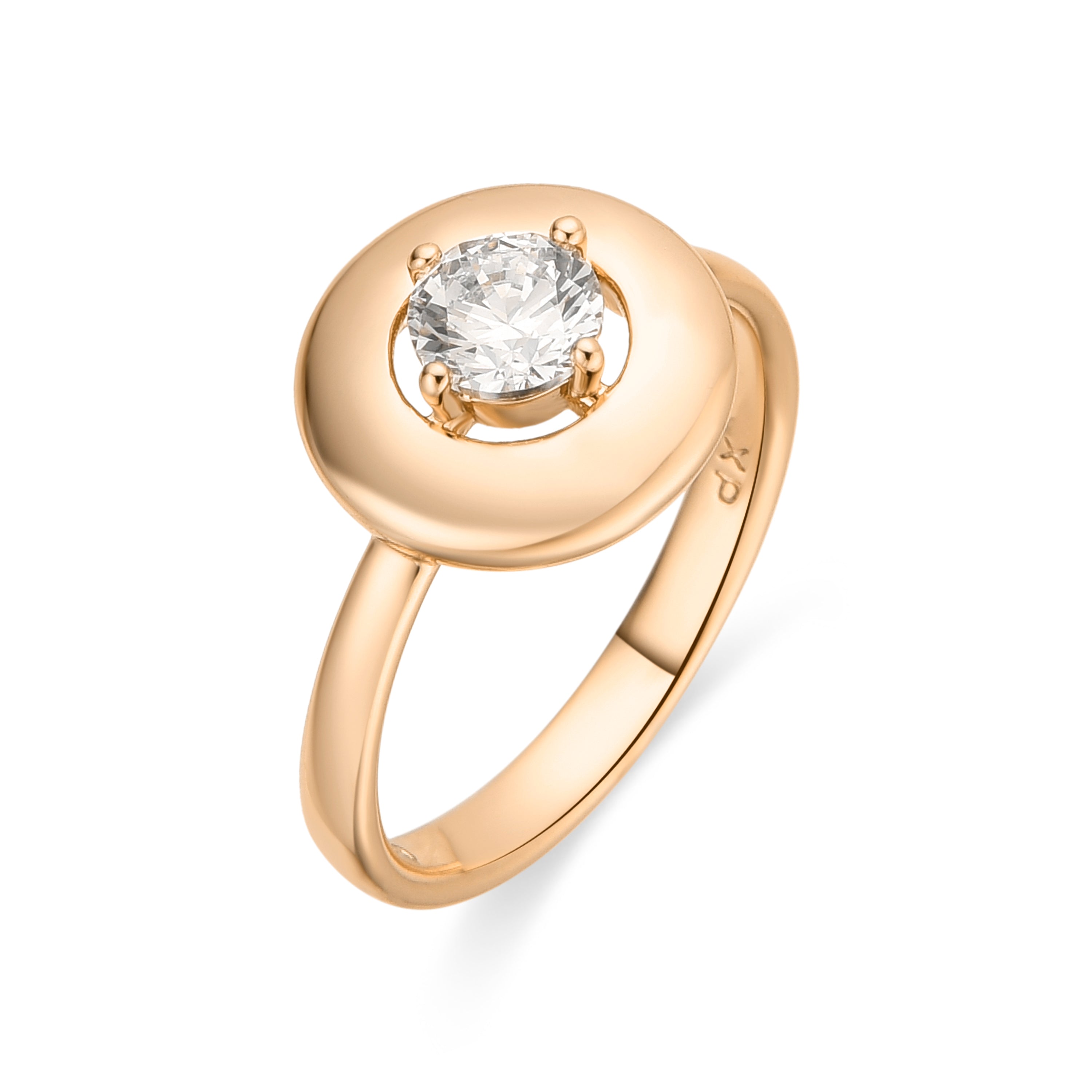 18k Yellow Gold Finished Ring with Brilliant Zirconia - Zeryo