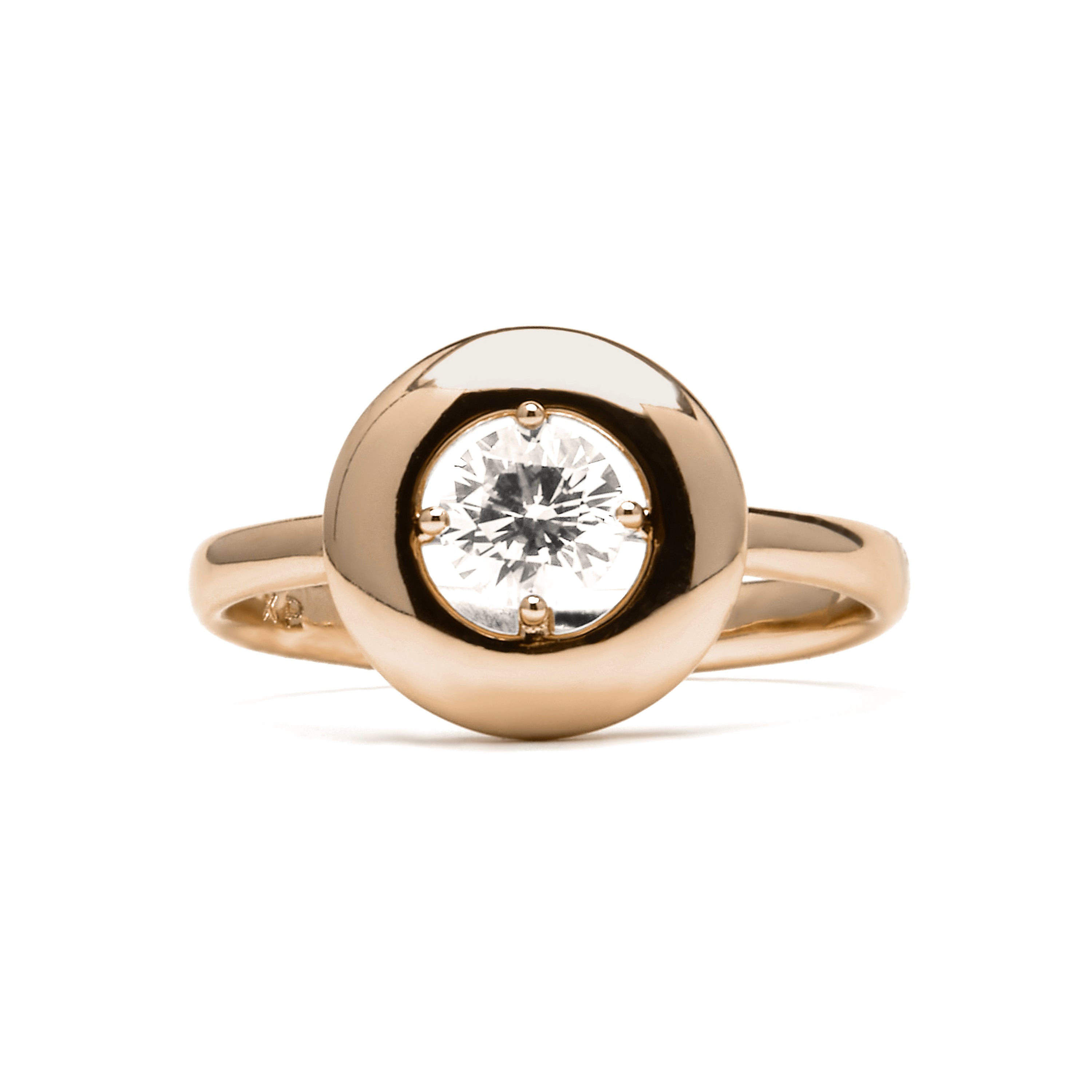18k Yellow Gold Finished Ring with Brilliant Zirconia - Zeryo
