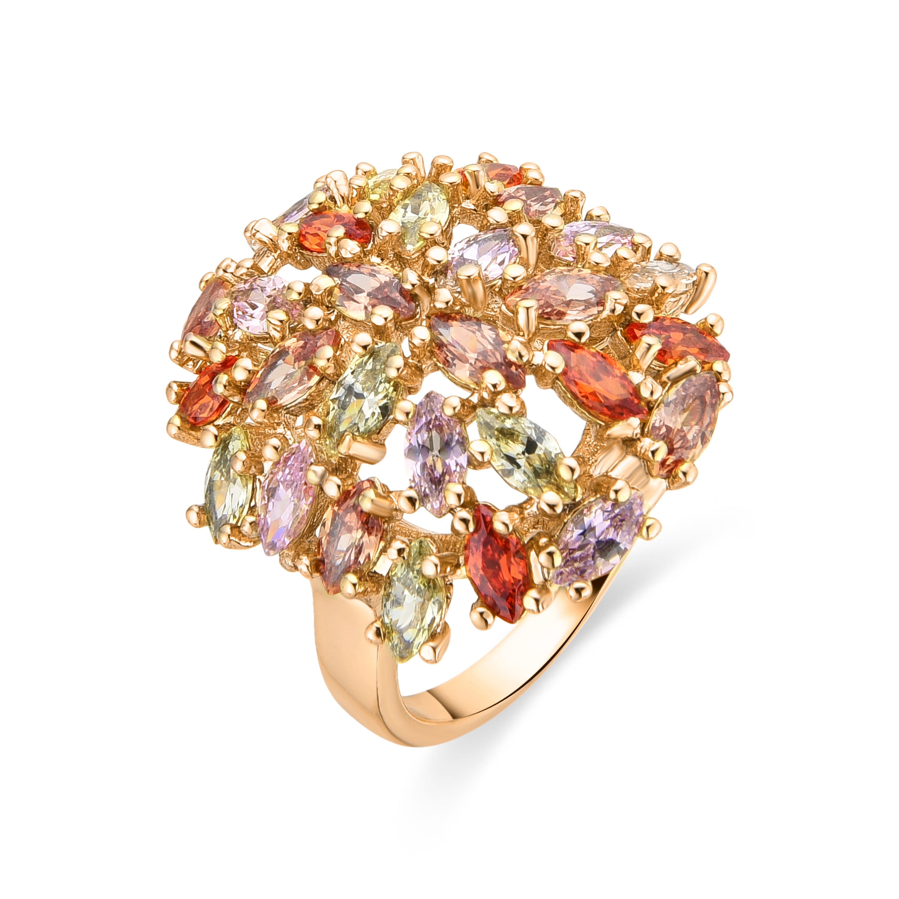 Anello finitura oro giallo 18k e Zirconia Multicolore - Okrom