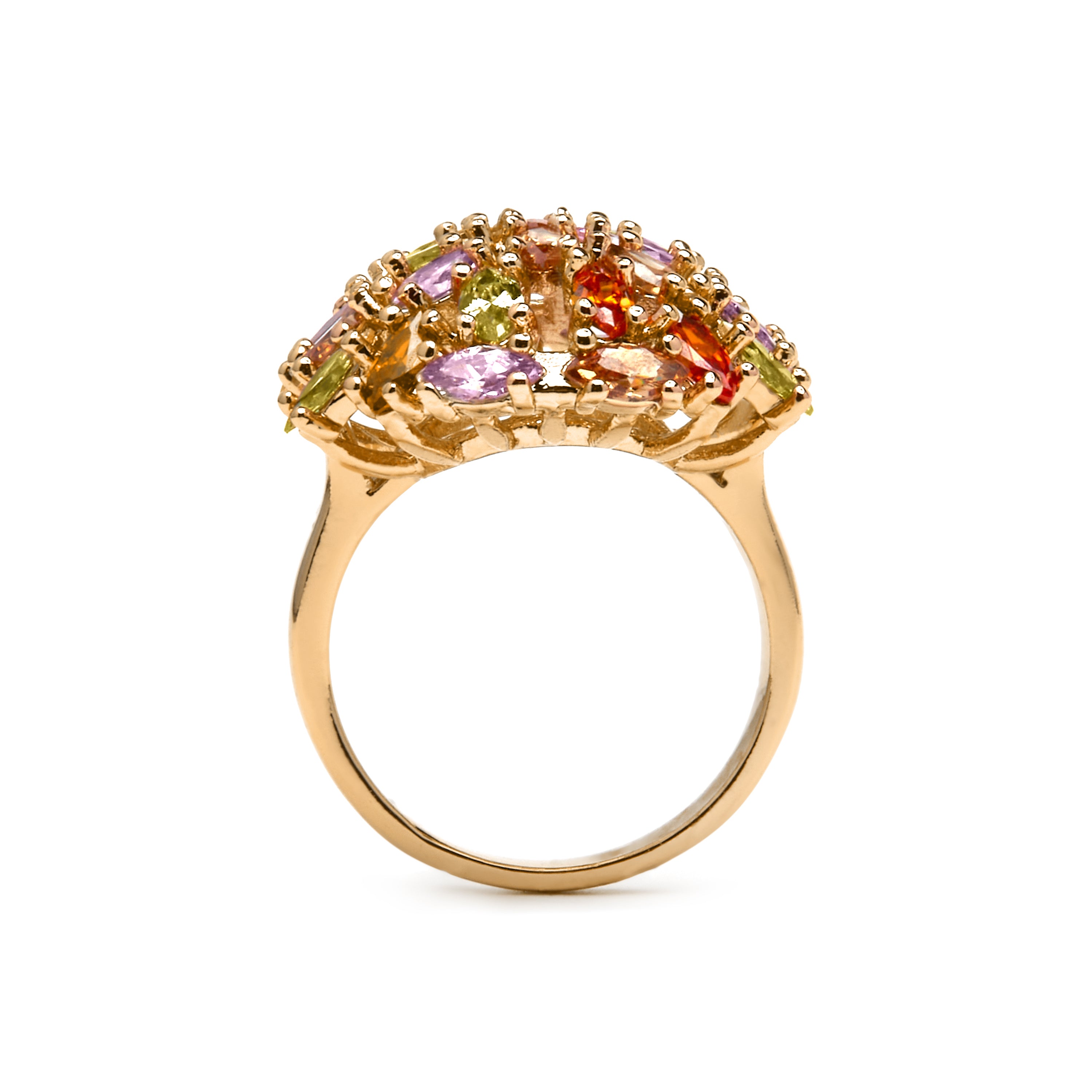 Anello finitura oro giallo 18k e Zirconia Multicolore - Okrom
