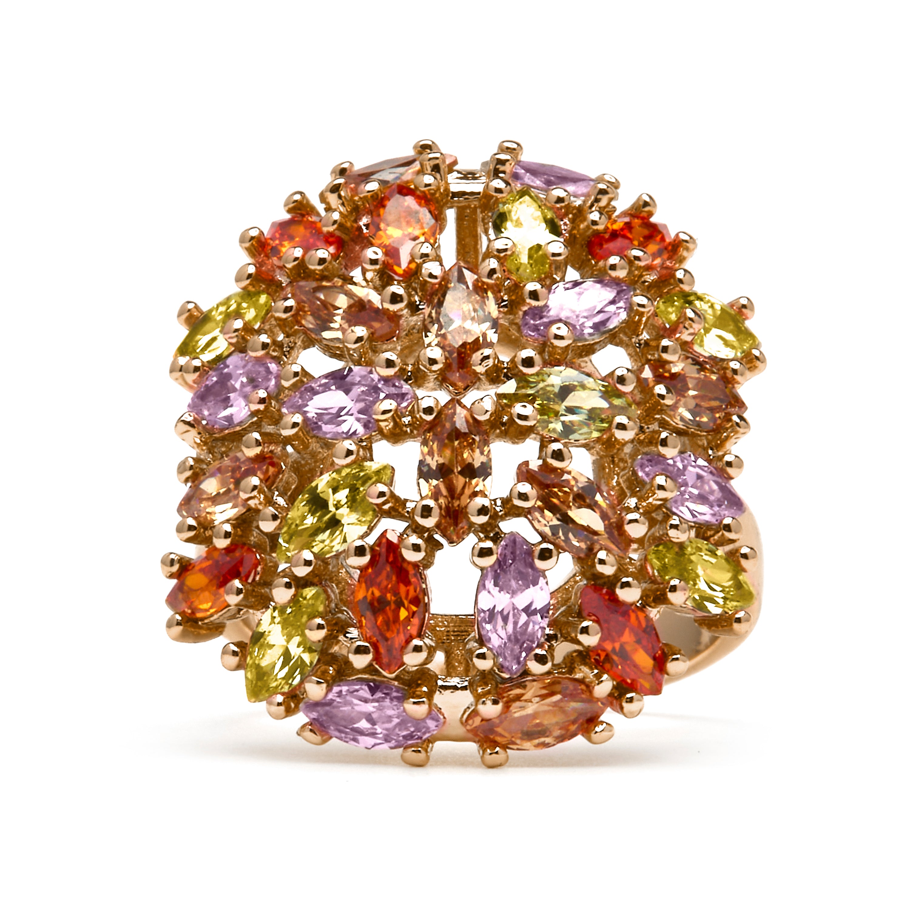 Anello finitura oro giallo 18k e Zirconia Multicolore - Okrom
