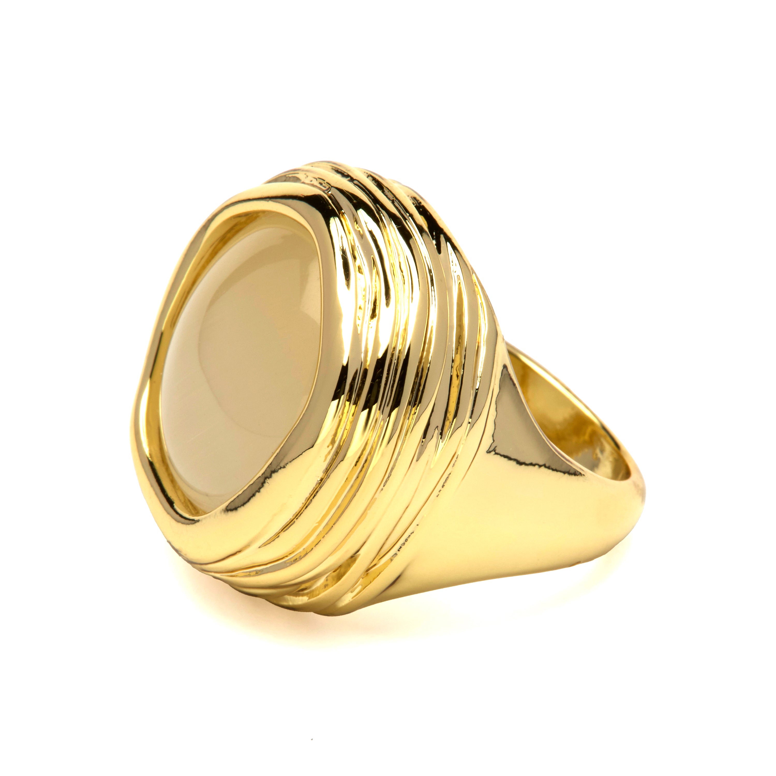 Bague œil de chat finition or jaune 18k - Kiqau